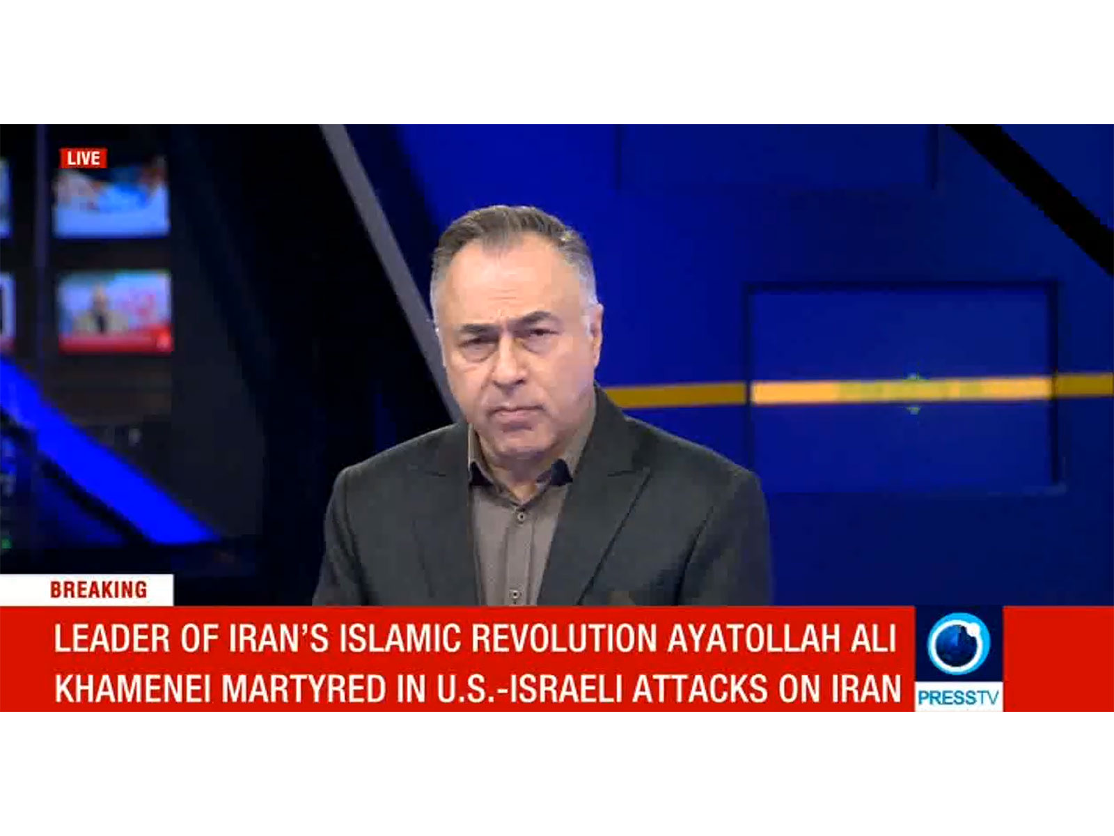 Press TV anchor breaks news of death of Ayatollah Khamenei (Photo/PressTV)