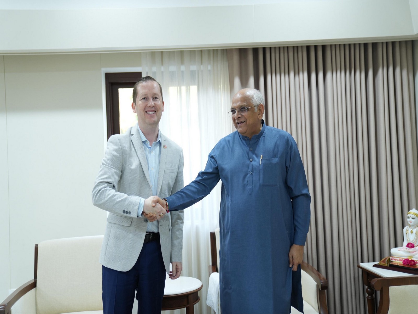 US Ambassador to India, Sergio Gor with Gujarat CM bhupendra patel (Photo/ANI)(Photo/X @USAmbIndia) US Ambassador to India, Sergio Gor with Gujarat CM bhupendra patel (Photo/ANI)(Photo/X @USAmbIndia)