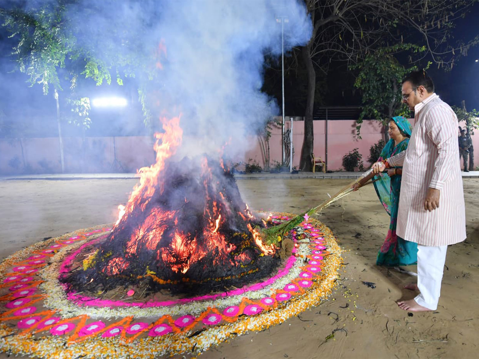Rajasthan CM Bhajanlal Sharma celebrated Holika Dahan (Photo/RajasthanCMO)
