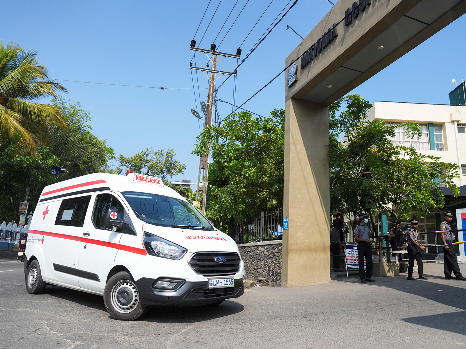 An ambulance carries injured people to the National Hospital Galle for treatment after submarine attack on Iranian ship off Sri Lanka (Photo/Reuters) An ambulance carries injured people to the National Hospital Galle for treatment after submarine attack on Iranian ship off Sri Lanka (Photo/Reuters)