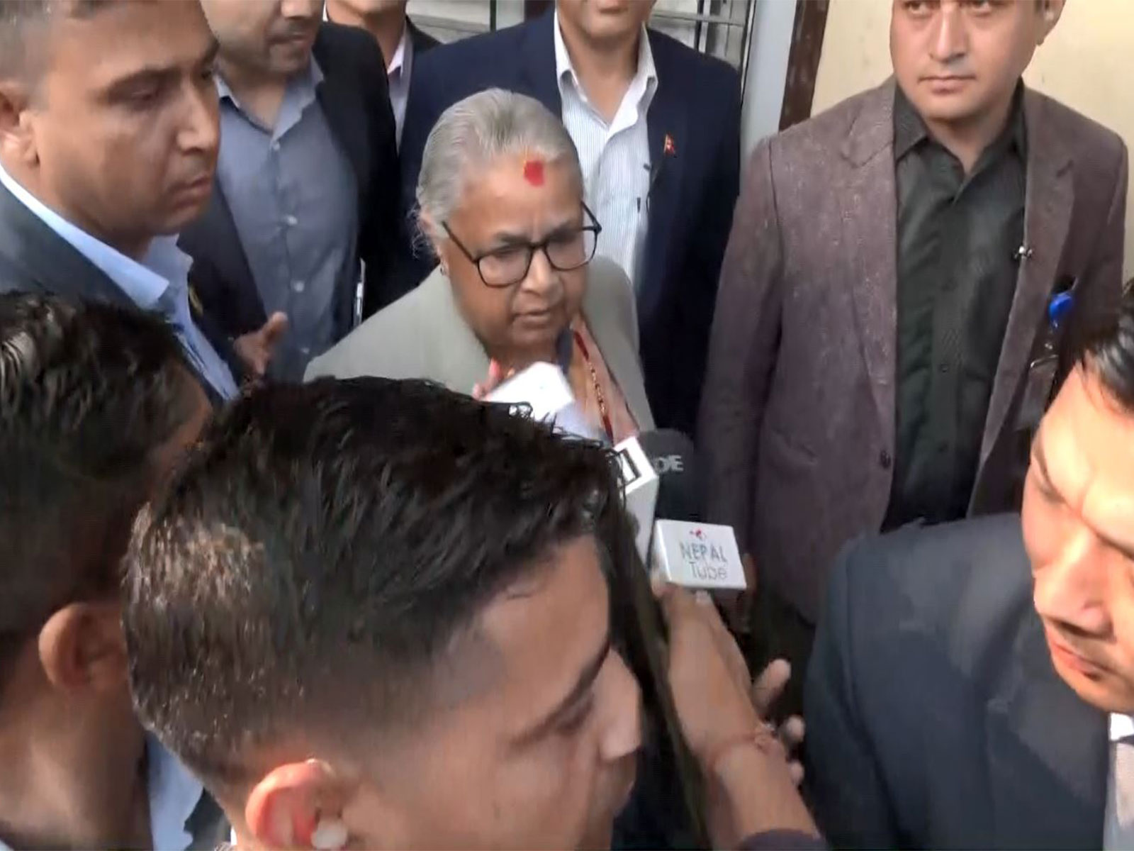 Nepal’s interim Prime Minister Sushila Karki after casting her vote in the 2026 general election in Kathmandu. (Photo/ANI)