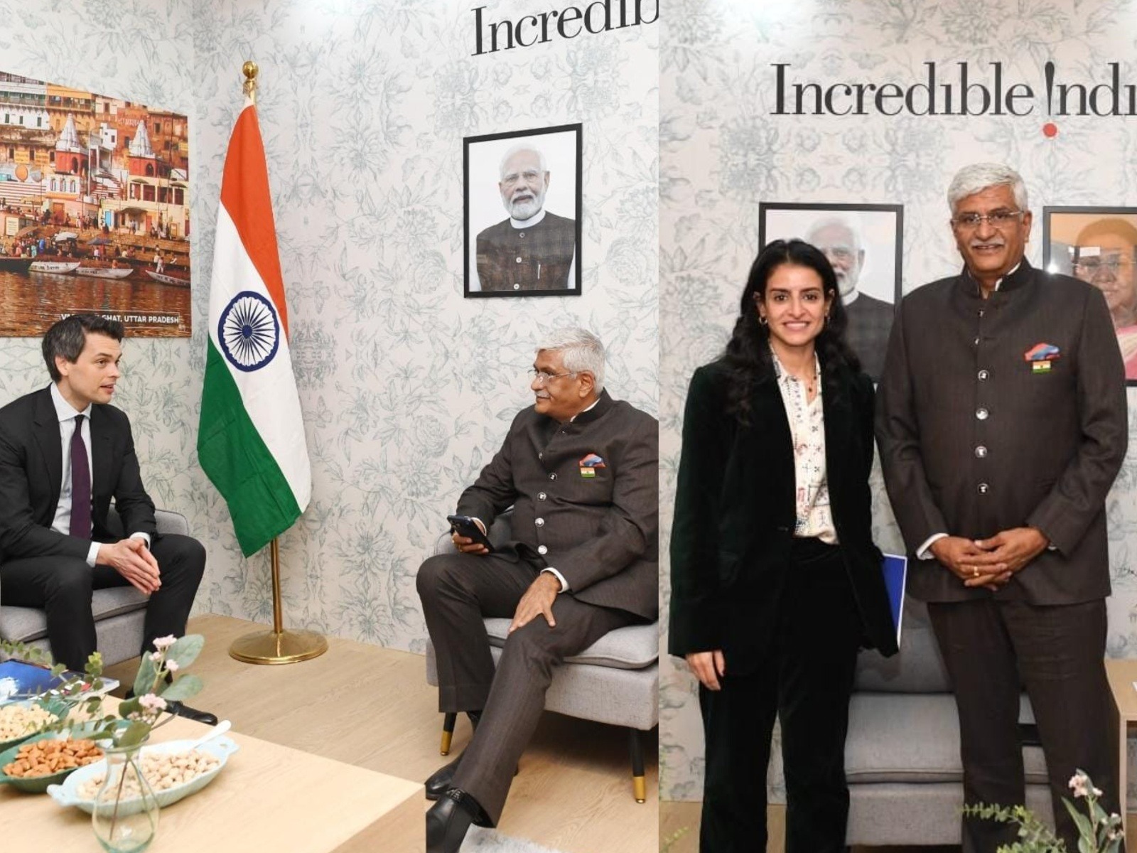 Union Tourism Minister Gajendra Singh Shekhawat, with Left: Federal Government Commissioner for Tourism of Germany, Christoph Ploß and Right: Tourism Minister of Indonesia, Widiyanti Puri Wardhana