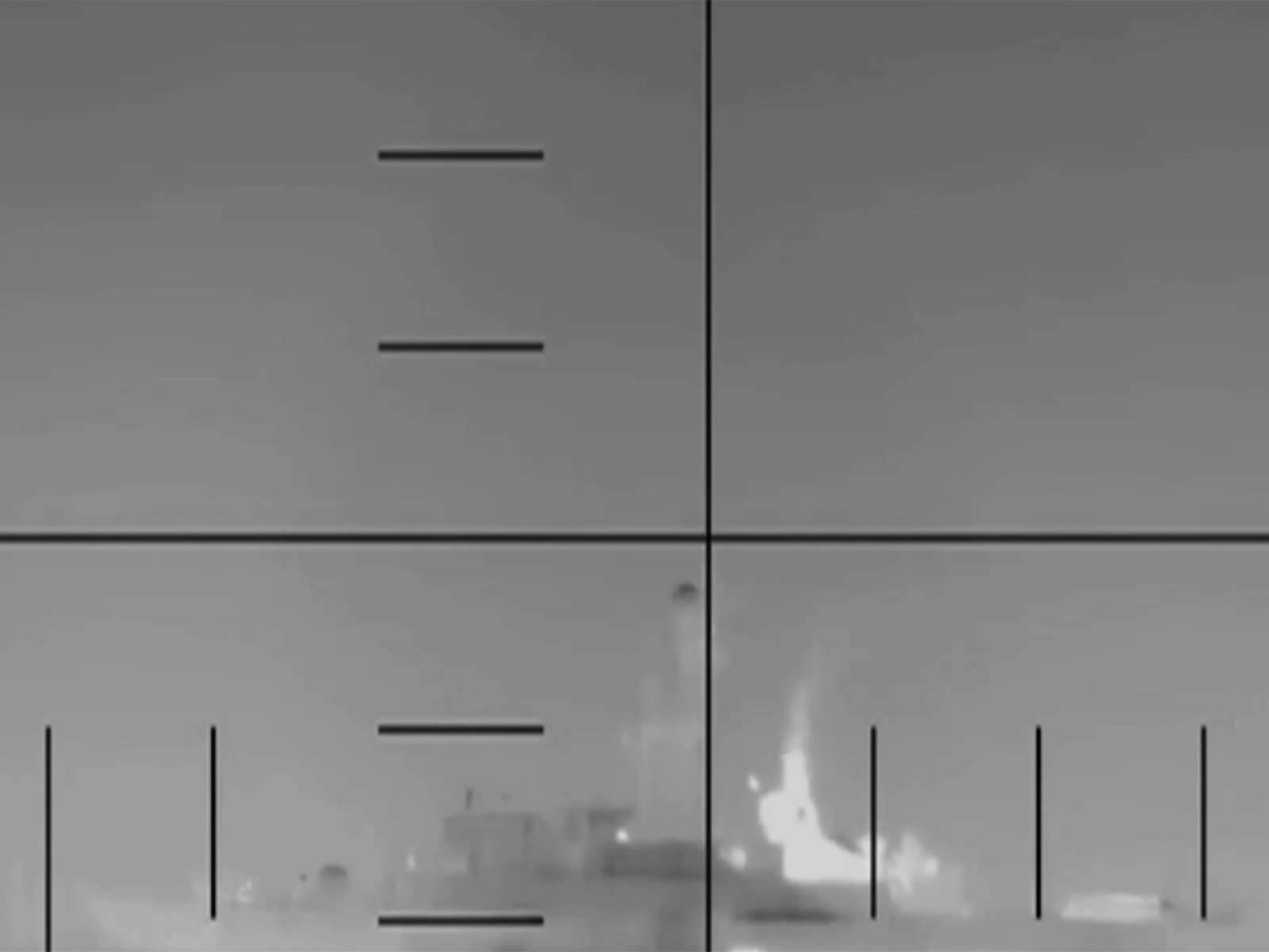 Visual of the torpedo hit on IRIS Dena (Photo/US Dept of War)