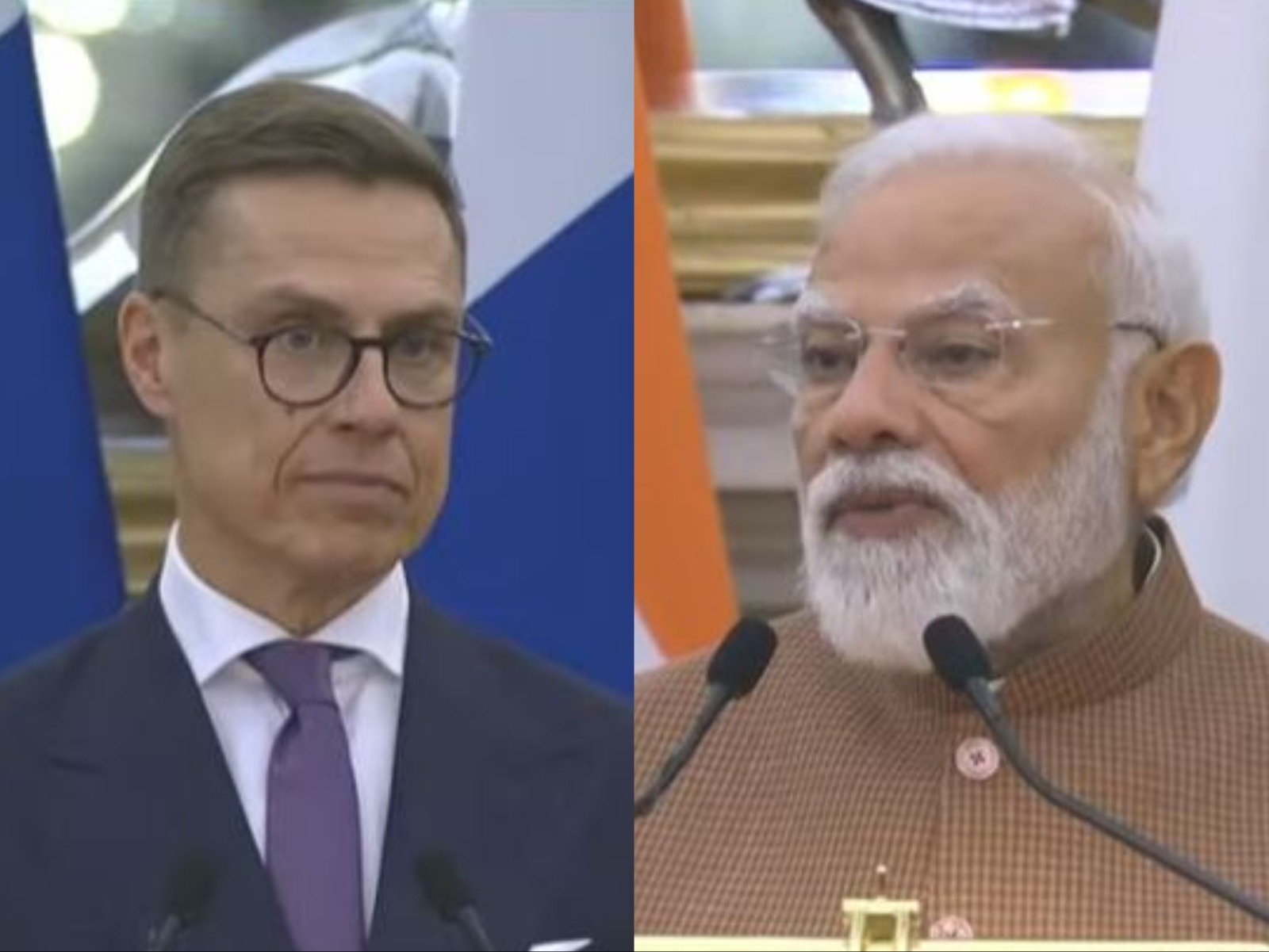 Finland President Alexander Stubb and PM Modi (Photos/ANI) 