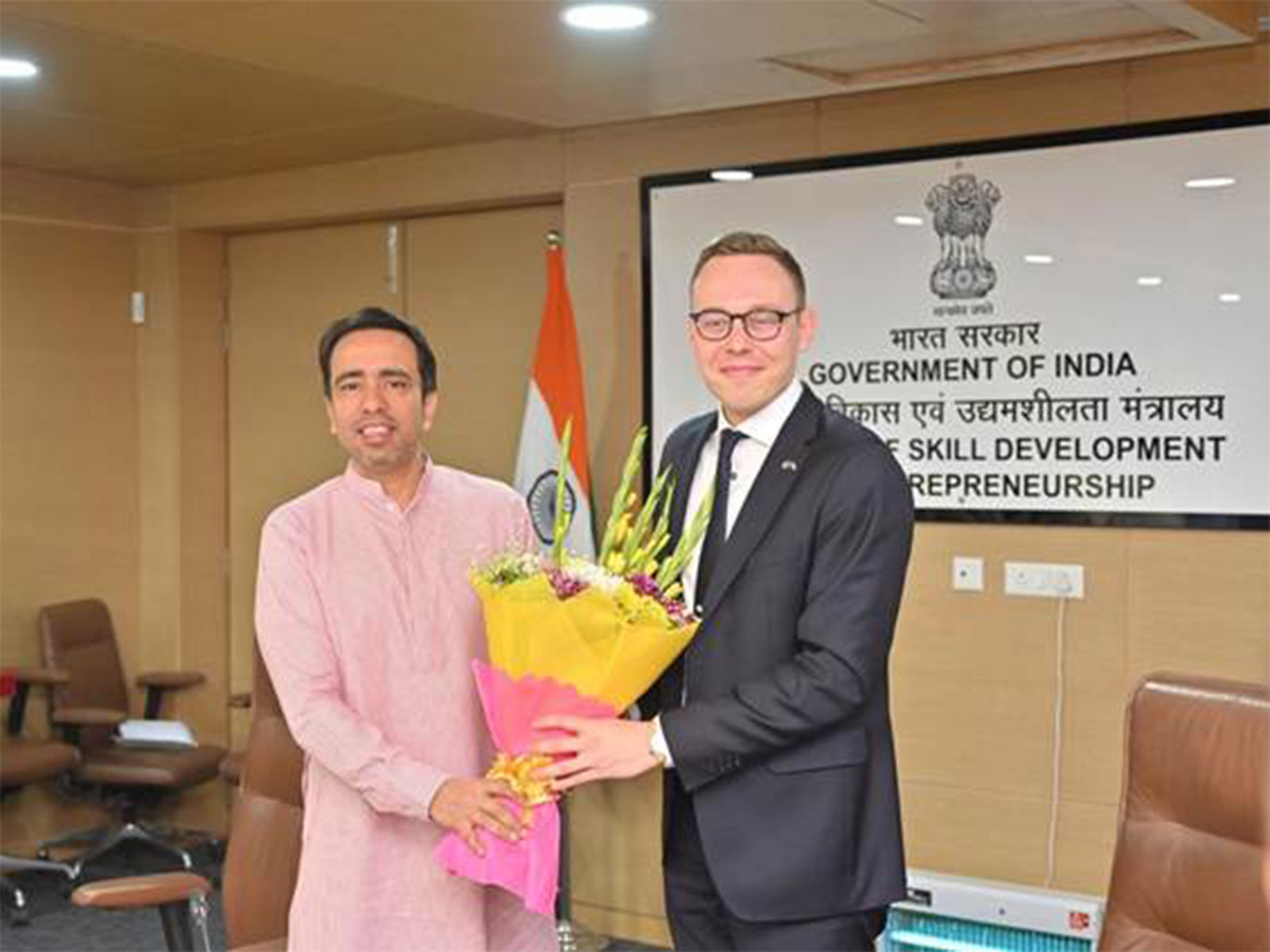 Jayant Chaudhary, Minister of State (Independent Charge) for Skill Development and Entrepreneurship and Minister of State for Education, Government of India met Matias Marttinen, Minister of Employment, Government of Finland (Photo/Ministry of Skill Development and Entrepreneurship)