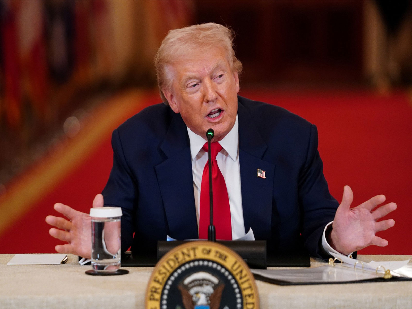 Trump speaks during a round table on collegiate sports in the White House (Photo/Reuters)