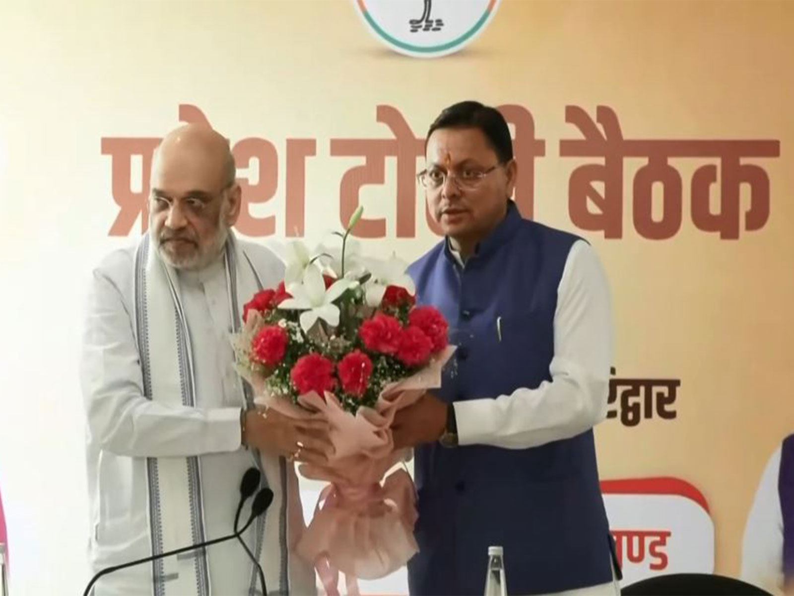 Union Home Minister Amit Shah and Uttarakhand CM Pushkar Singh Dhami (Photo/ANI)