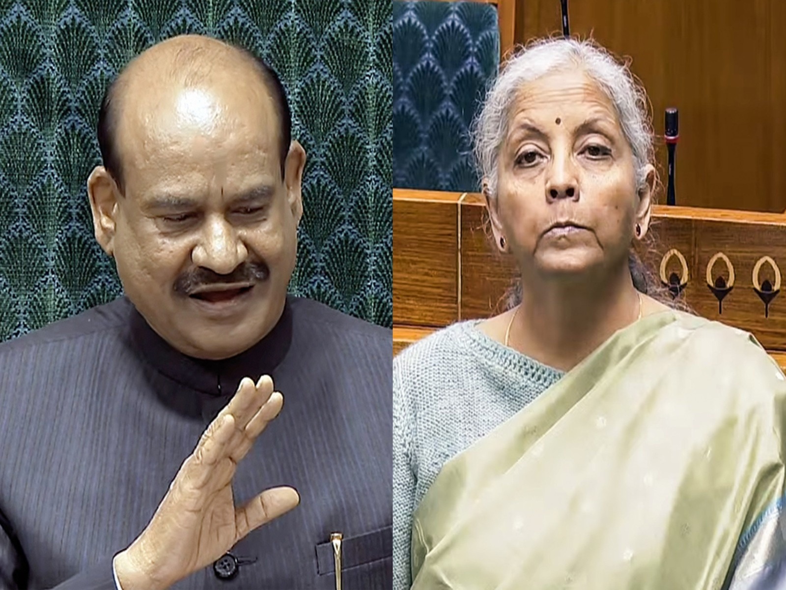 Lok Sabha Speaker Om Birla and Union Finance Minister Nirmala Sitharaman (Photo/ ANI)