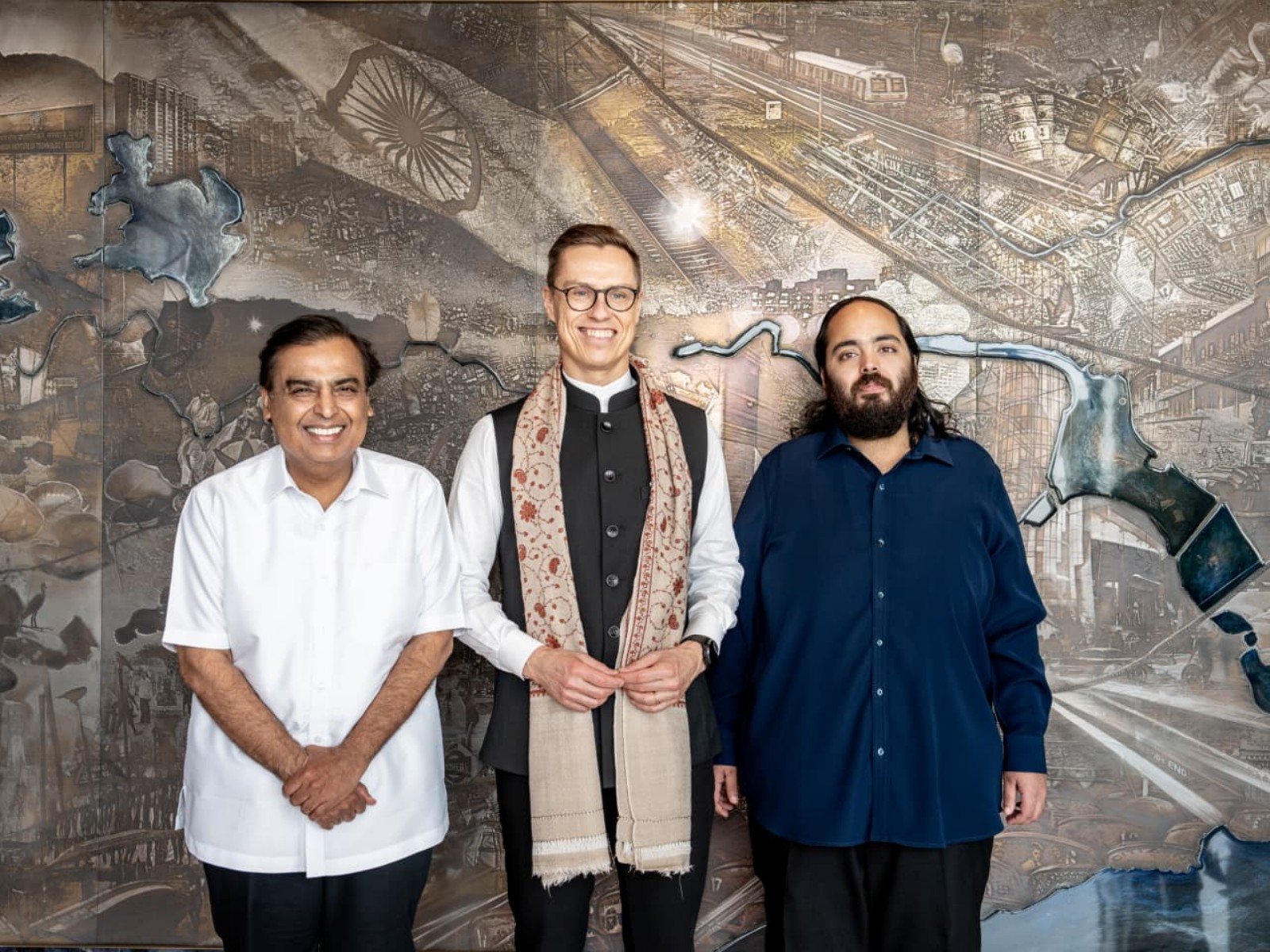 Reliance Industries Limited Chairman and Managing Director Mukesh Ambani, along with his son Anant Ambani, hosted the President of Finland, Alexander Stubb