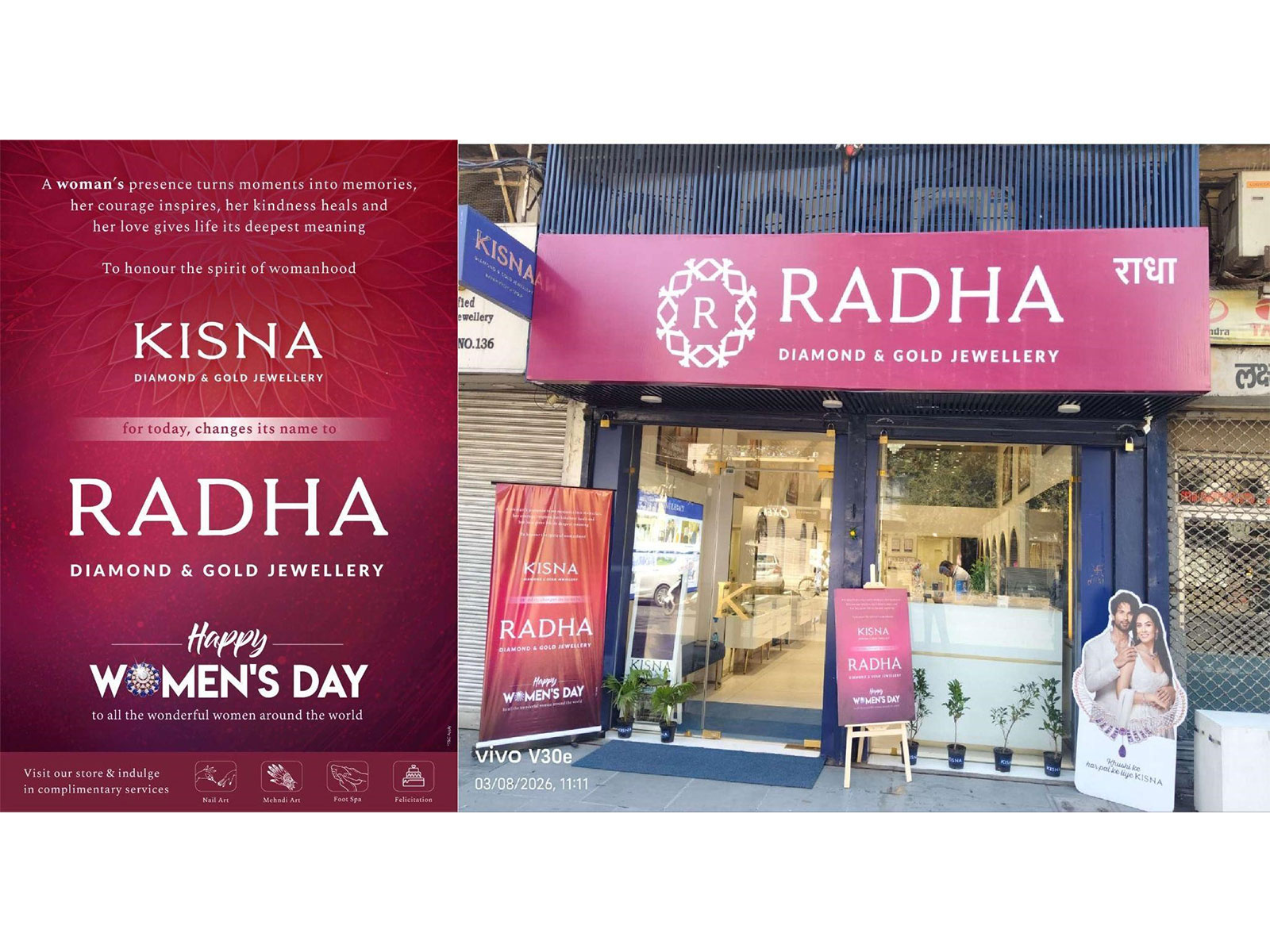 Kisna Diamond and Gold Jewellery changes its name to ‘Radha Diamond and Gold Jewellery’ for a day to honour womanhood on Women’s Day