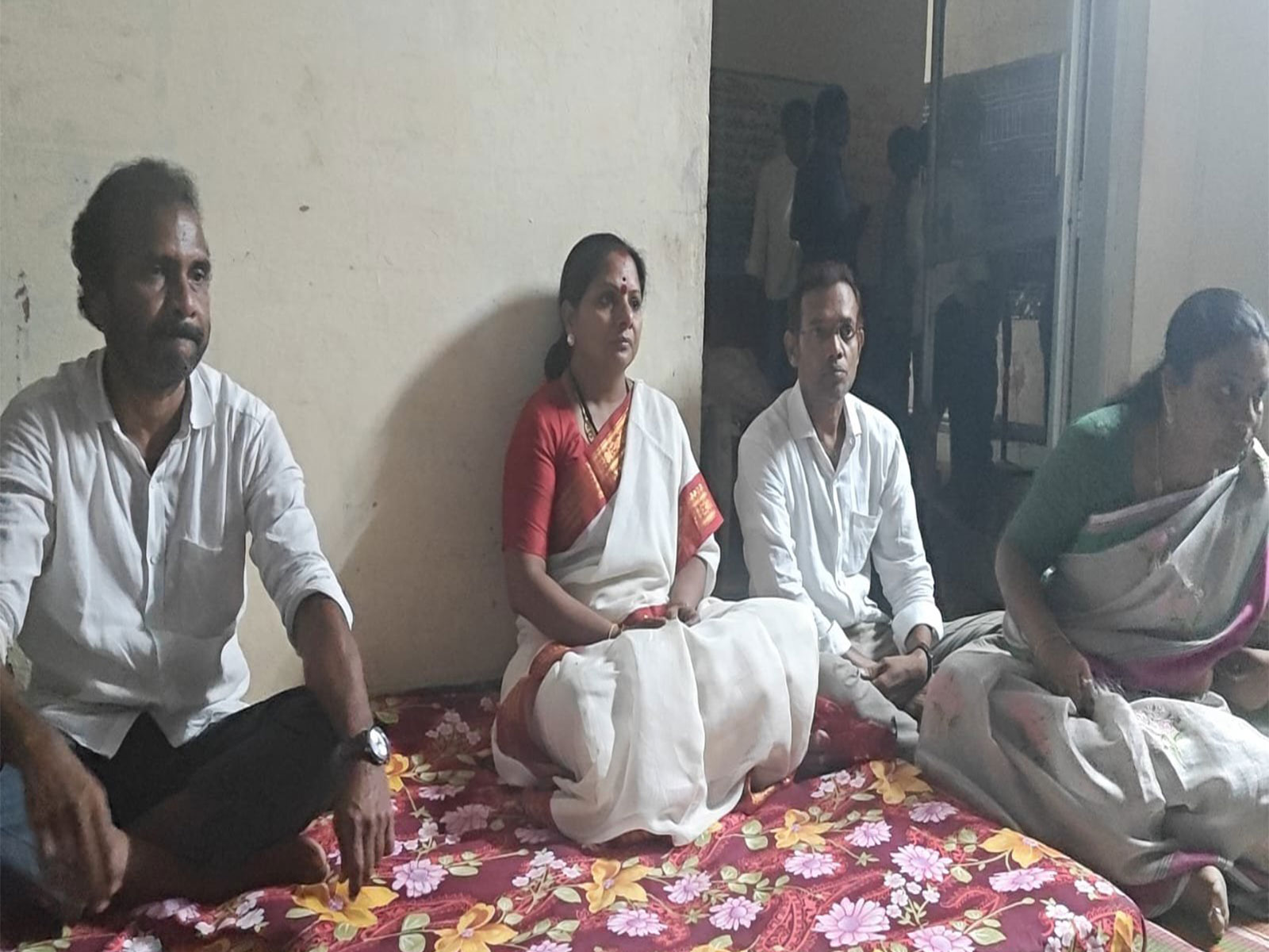 K Kavitha launches indefinite hunger strike with Velugumatla displaced families in Khammam (Photo/ANI)