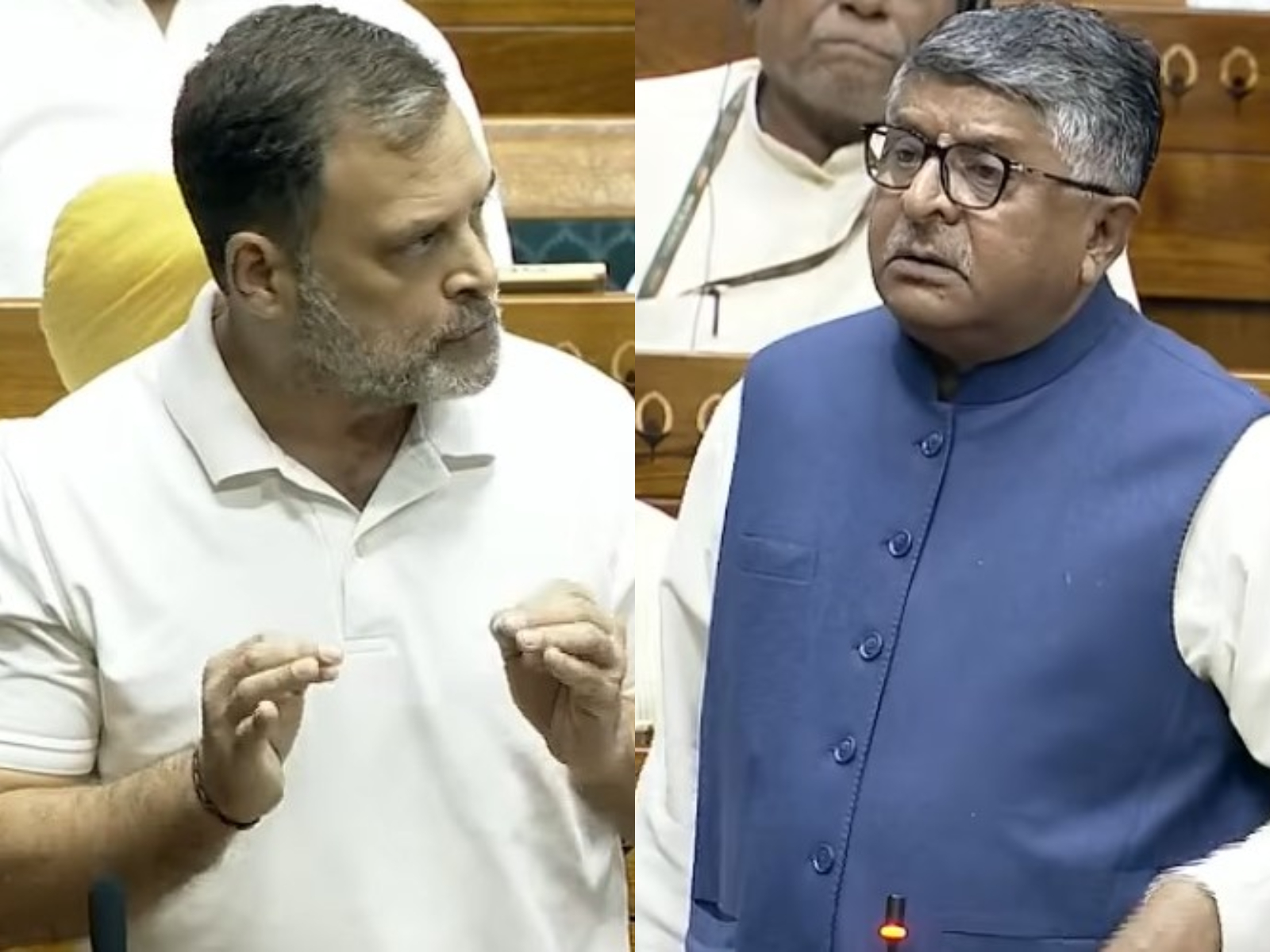 Lok Sabha LoP Rahul Gandhi and BJP MP Ravi Shankar Prasad (Photo/SansadTV Lok Sabha LoP Rahul Gandhi and BJP MP Ravi Shankar Prasad (Photo/SansadTV