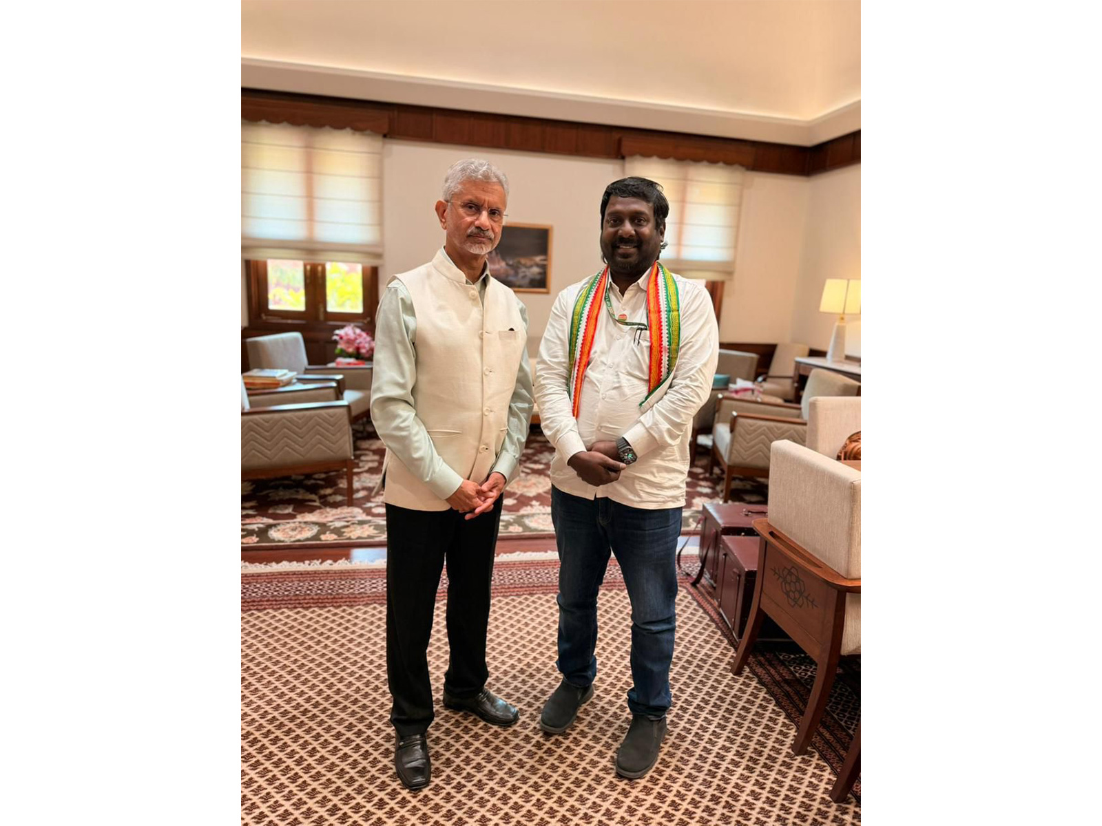 External Affairs Minister S Jaishankar with Kanyakumari Lok Sabha MP Vijay Vasanth (Photo/ANI)