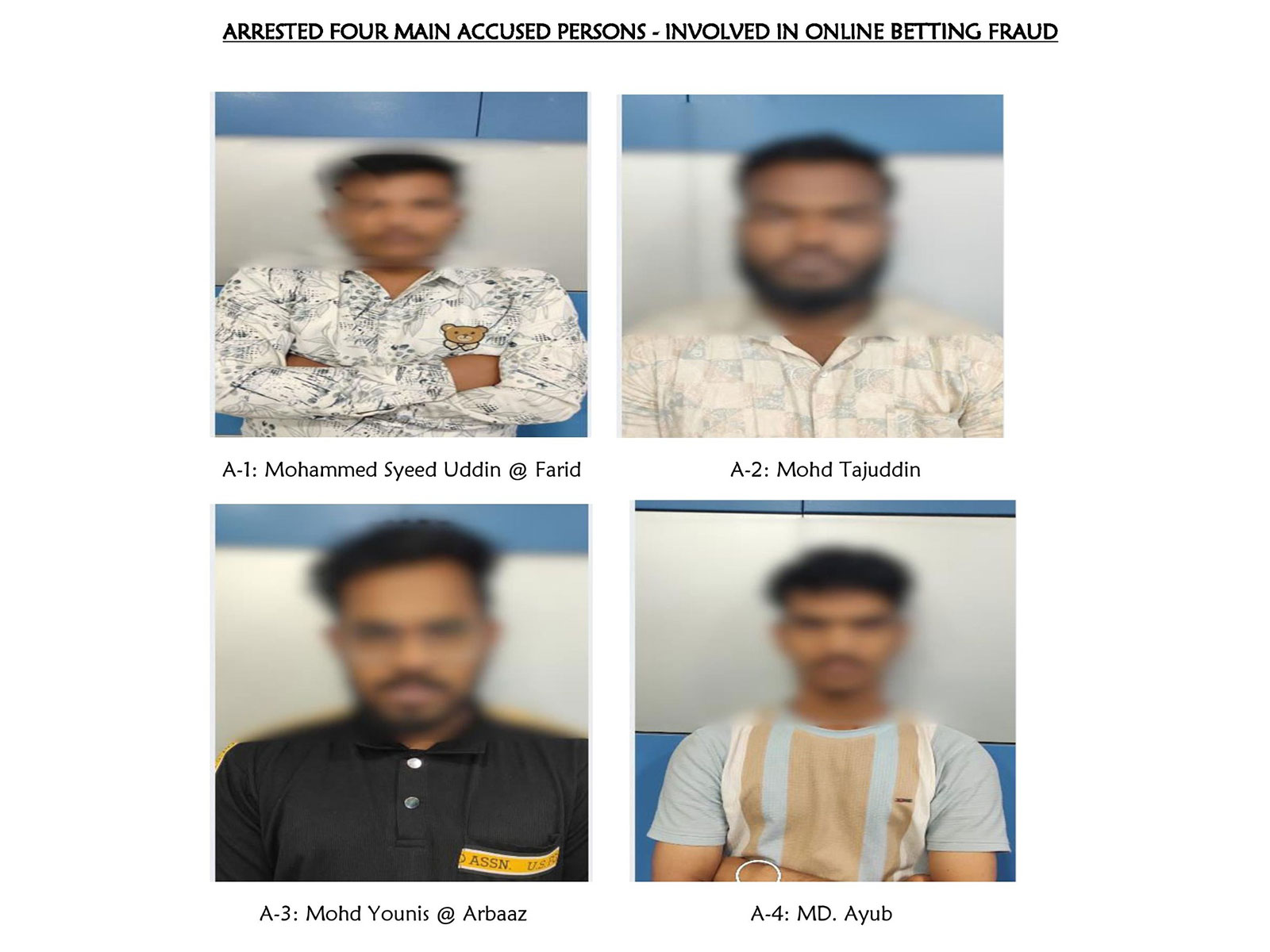 Four accused arrested for Rs 1.5 crore online betting fraud (Photo/Hyderabad Police)