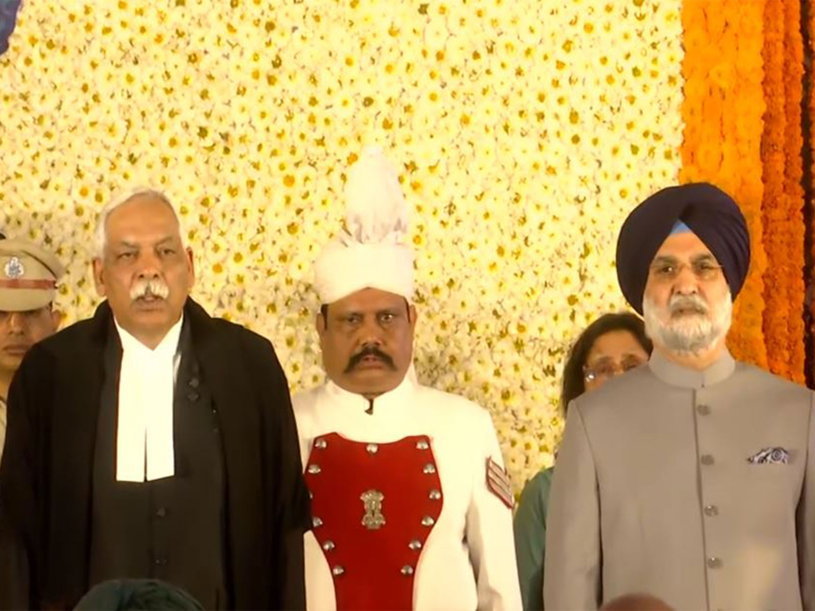 Newly appointed Delhi LG Tarajit Singh Sandhu with Delhi HC Chief Justice Devendra Kumar Upadhyaya (Photo/ANI)
