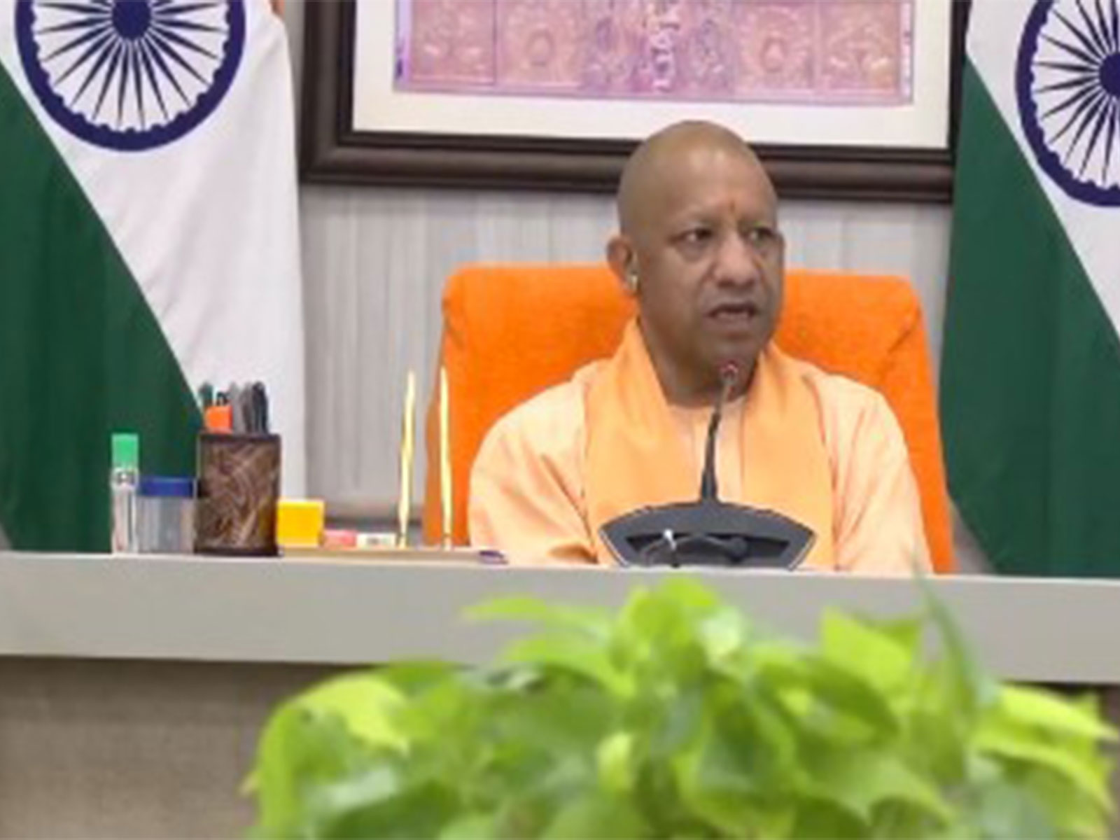 Uttar Pradesh CM Yogi Adityanath at the meeting (photo/ANI)