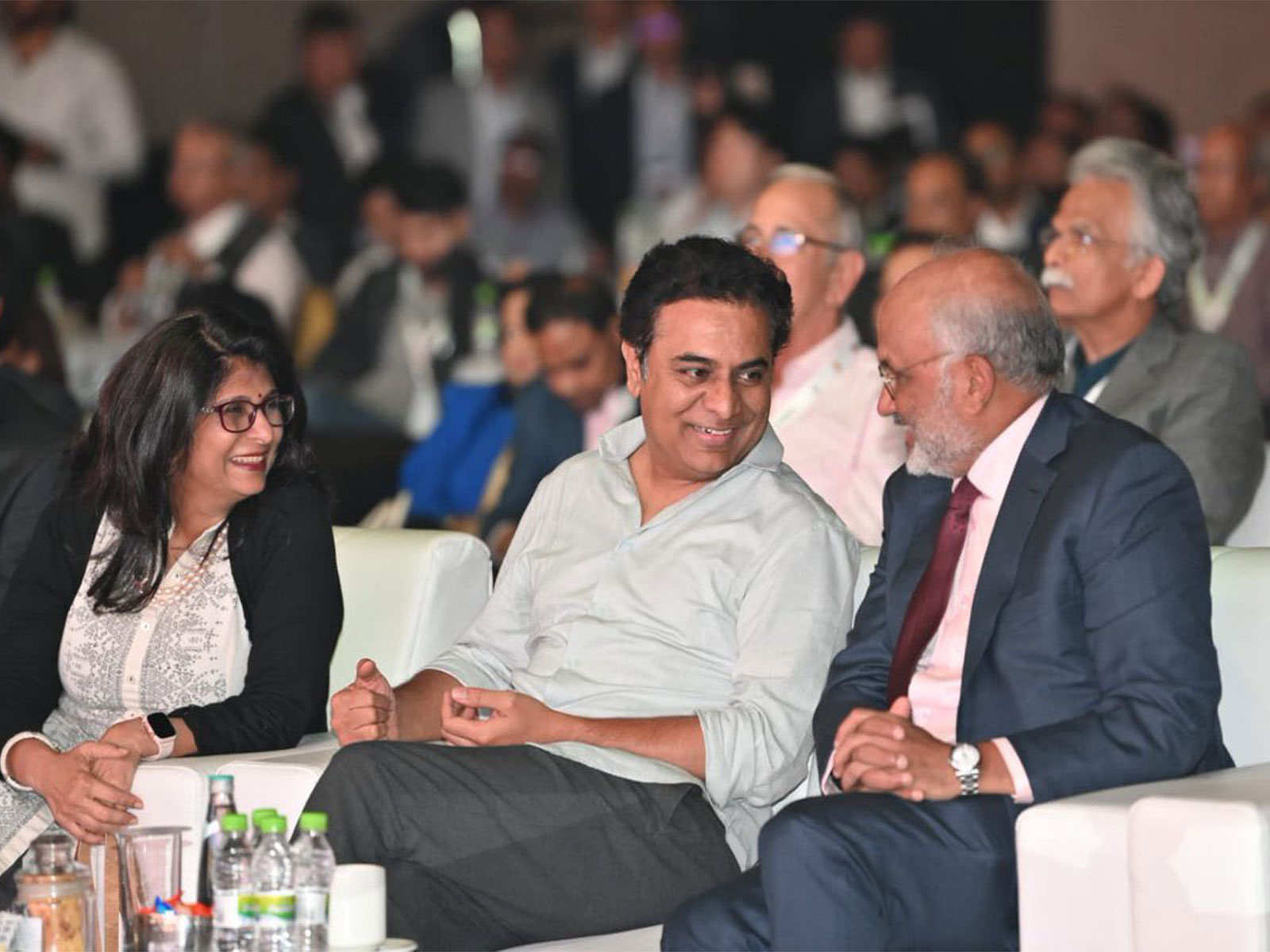 BRS Working President KTR with outgoing Adobe CEO Shantanu Narayen (Photo/X/@KTRBRS)