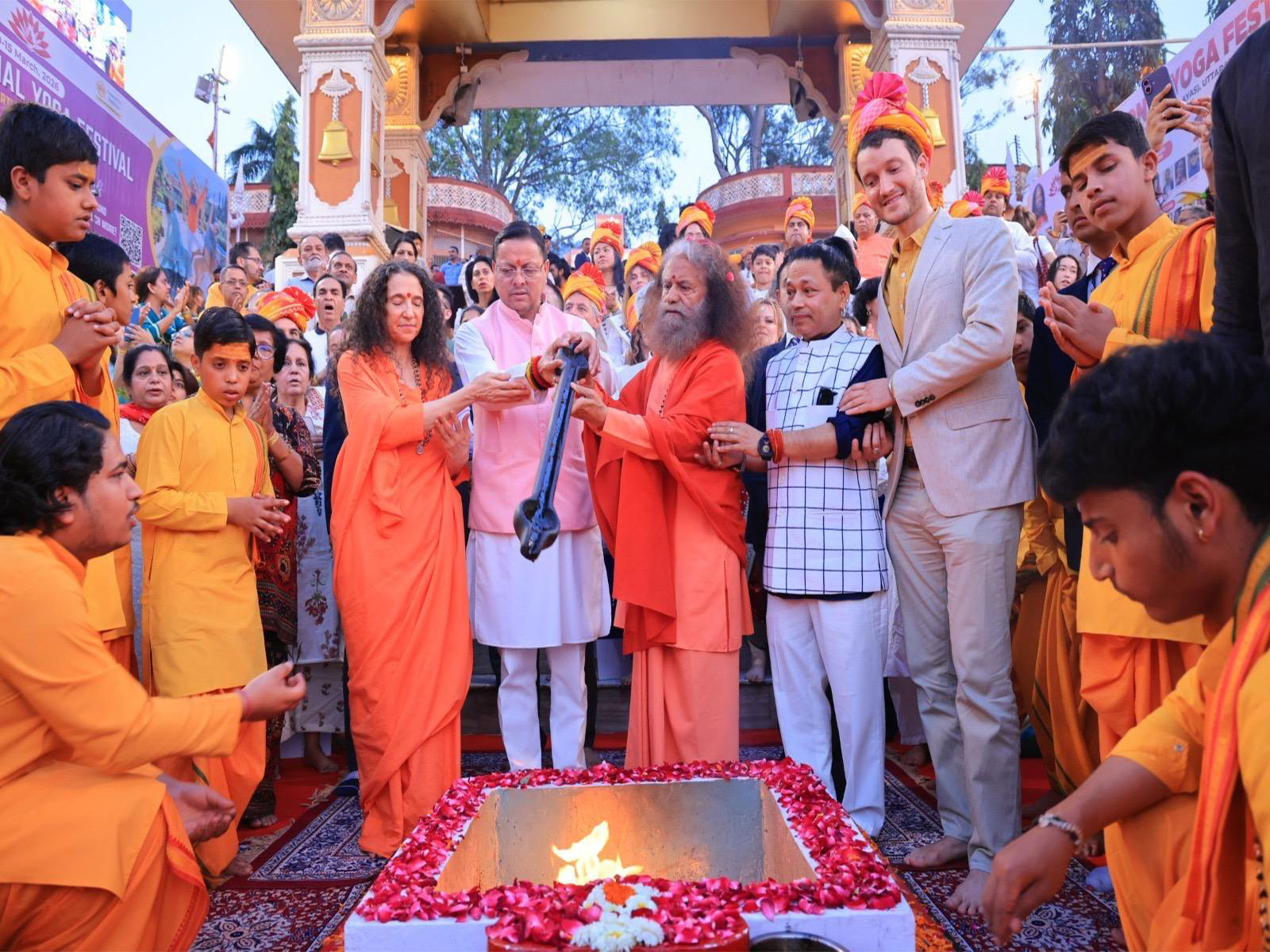 Chief Minister Pushkar Singh Dhami participates in 38th International Yoga Festival (Photo/ANI)