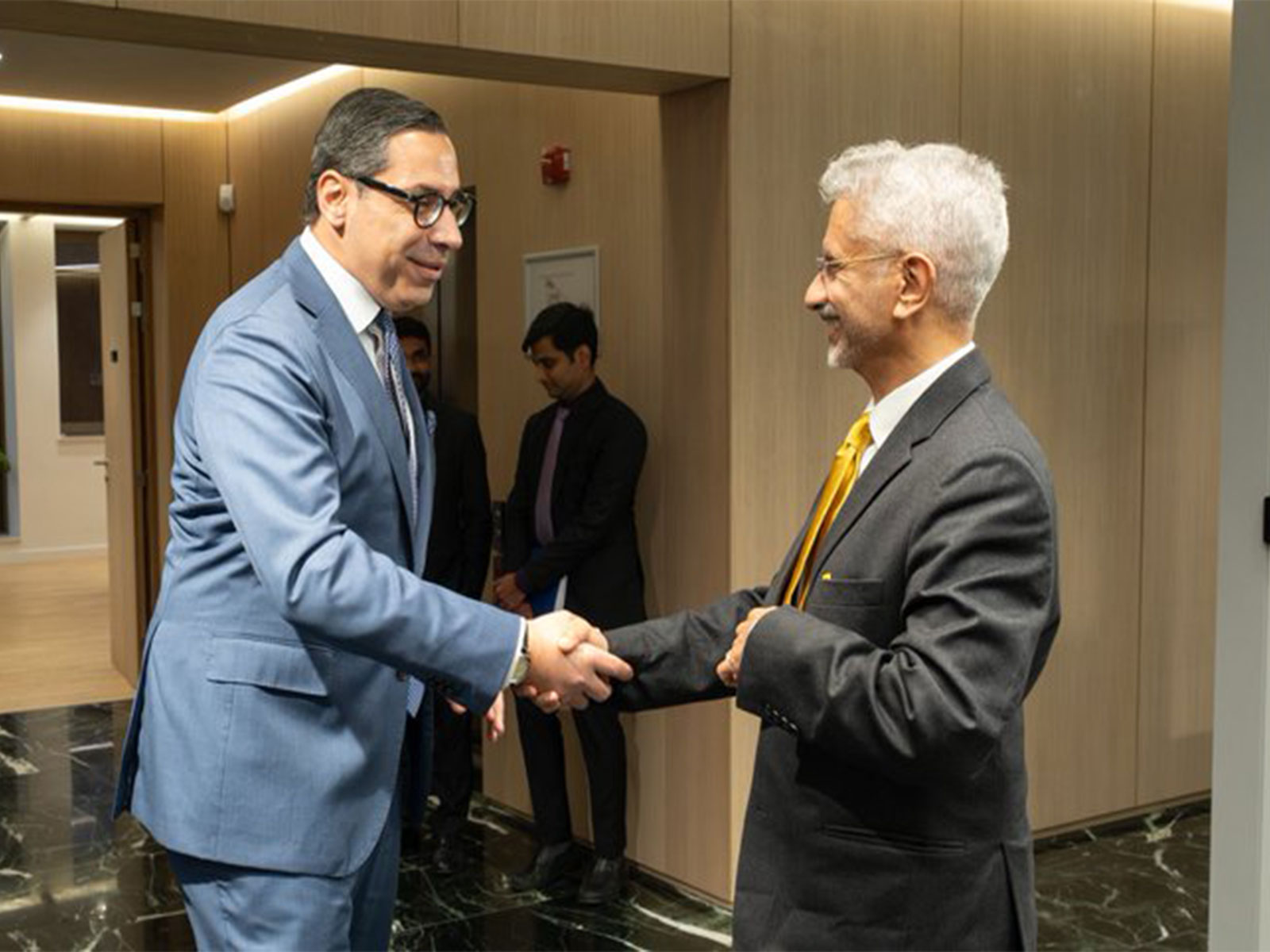 External Affairs Minister S Jaishankar meets with the Foreign Minister of Cyprus Constantinos Kombos. (Photo/@DrSJaishankar)