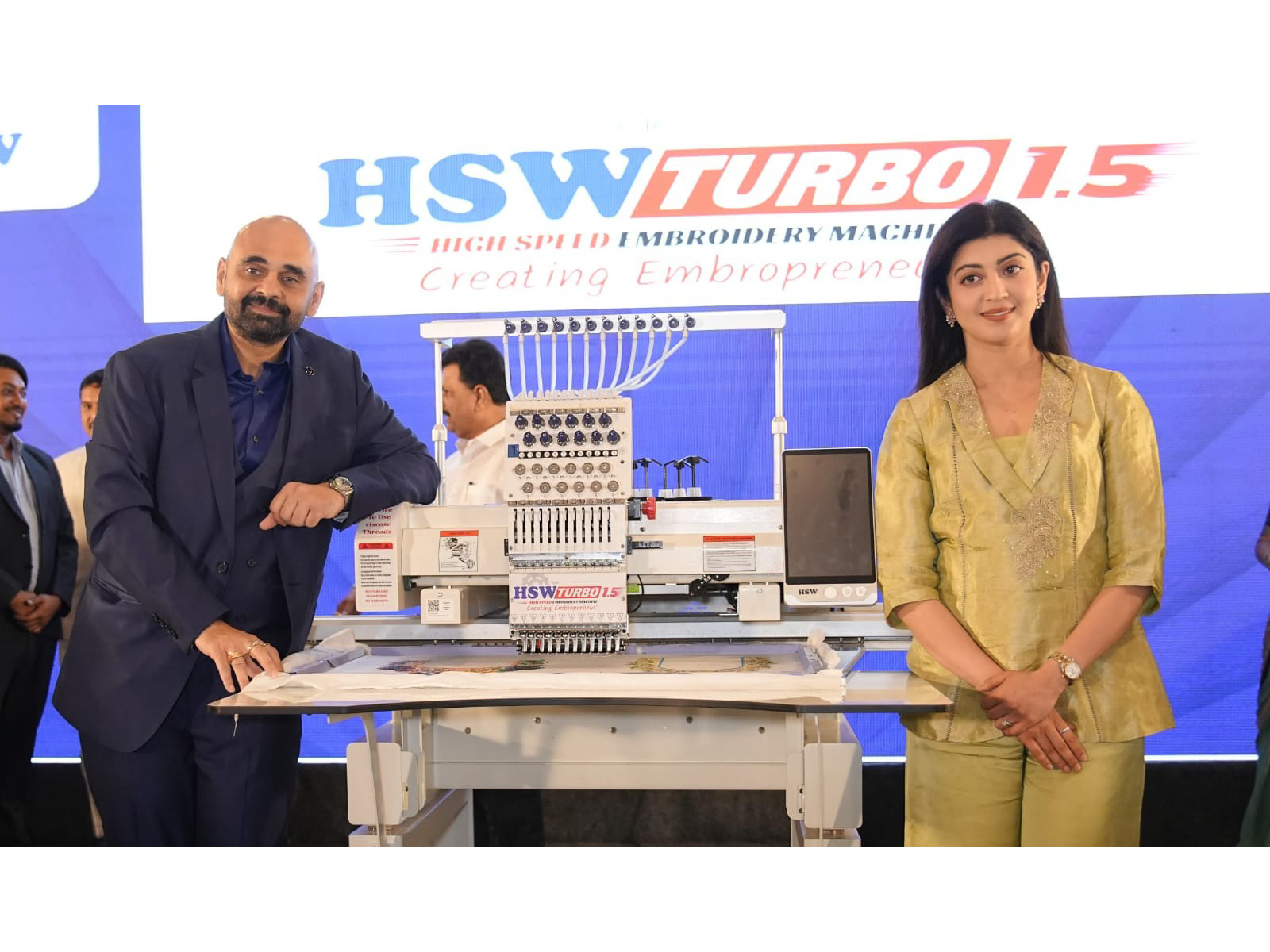 HSW Founder & CEO Tapan Kapadia and Actress Pranitha Subhash Launch HSW’s Embroidery Machines
