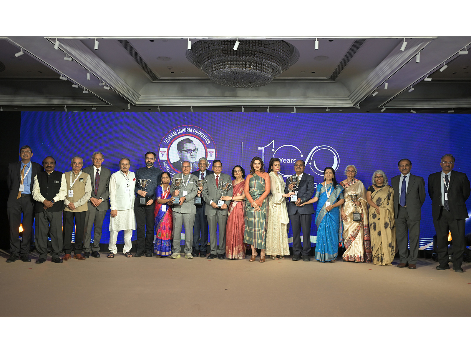 Winners of the healthcare awards along with Governing Council and Jury of Sitaram Jaipuria Foundation