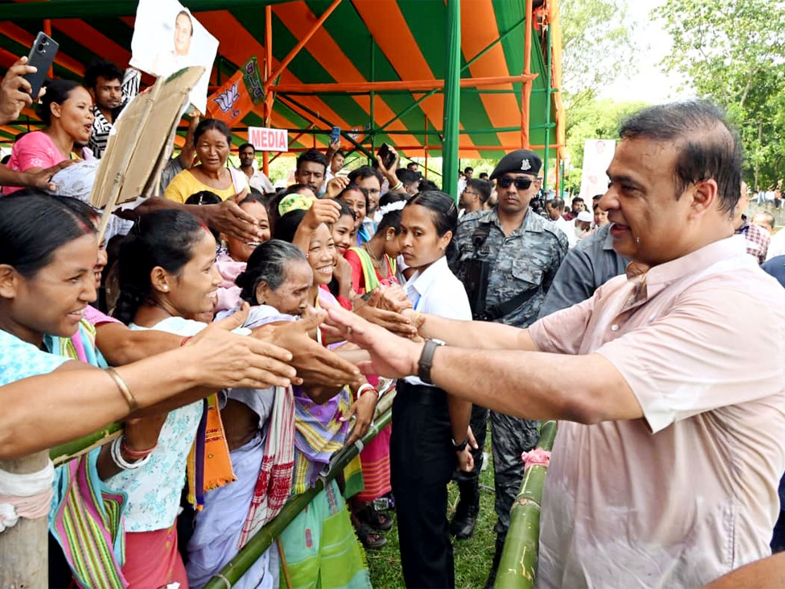 Assam CM Himanta Biswa Sarma campaigns (Photo/ANI)