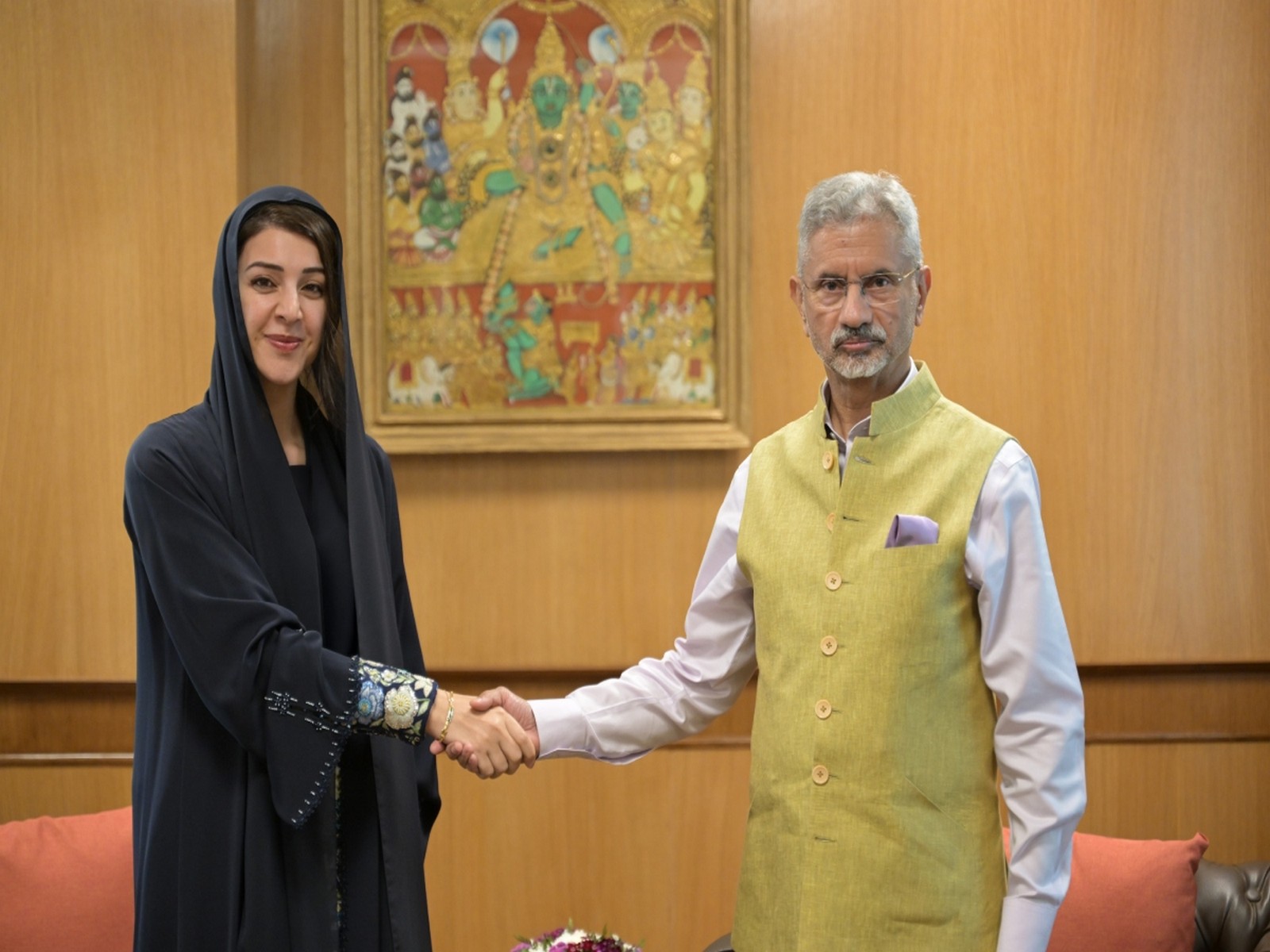 UAE Minister of State for International Cooperation Reem Al Hashimy meets External Affairs Minister S. Jaishankar during her visit to the national capital. (Photo: X/@mofauae) UAE Minister of State for International Cooperation Reem Al Hashimy meets External Affairs Minister S. Jaishankar during her visit to the national capital. (Photo: X/@mofauae)