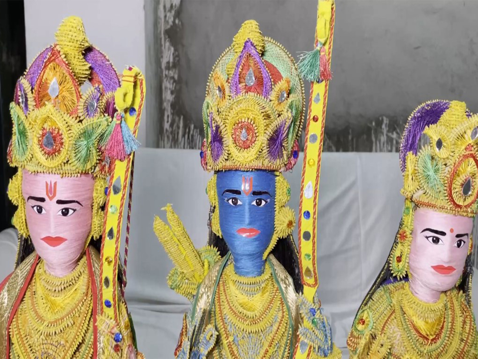 Grain statues of Lord Ram, Goddess Sita & Lord Hanuman arrives in Ayodhya (Photo/ANI) Grain statues of Lord Ram, Goddess Sita & Lord Hanuman arrives in Ayodhya (Photo/ANI)