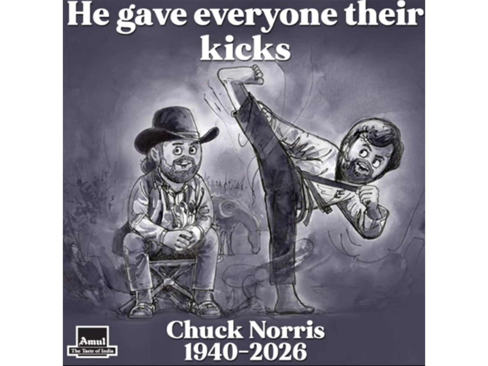 Amul India pays tribute Chuck Norris (Photo/Instagram@amul_india)