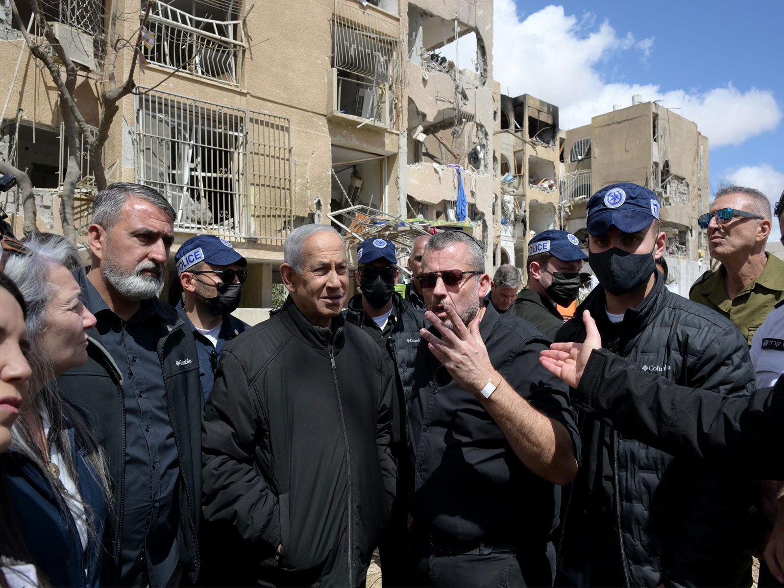 Israeli Prime Minister Benjamin Netanyahu at the site of a missile strike by Iran in Arad (Photo/X@GPOIsrael)