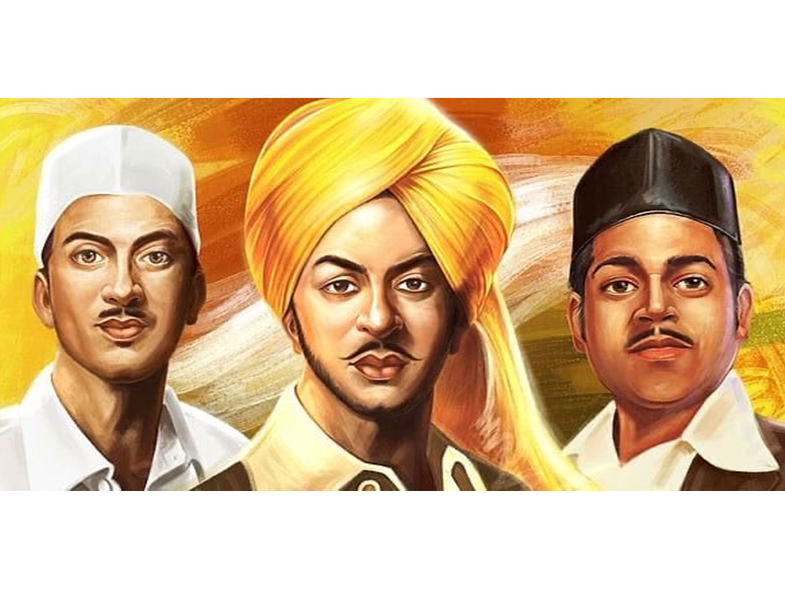 Freedom fighters Bhagat Singh, Shivaram Rajguru and Sukhdev Thapar (Photo: x/@ArvindKejriwal)