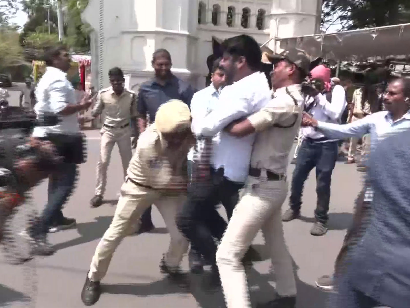 BJP workers protest in Telangana (Photo/ANI)