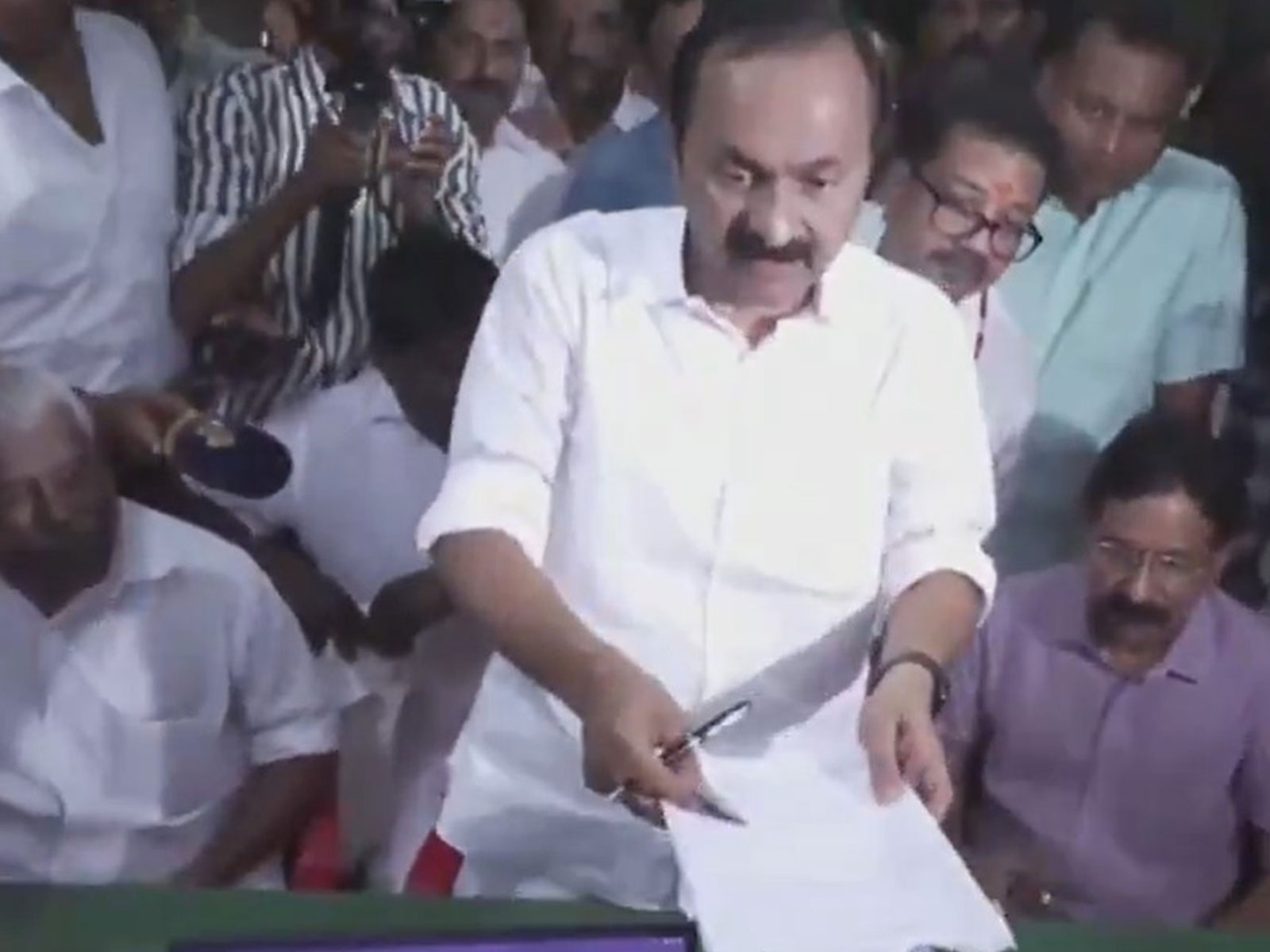 Kerala LoP and senior Congress leader VD Satheesan files nomination for assembly polls (Photo/ANI)