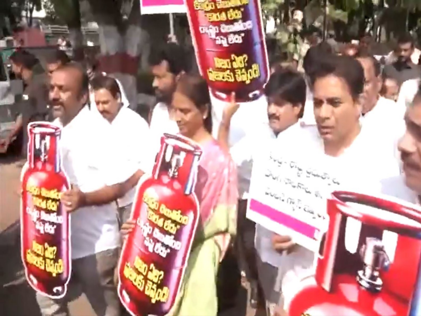 Visual of Bharat Rashtra Samithi (BRS) protest in Telangana (Photo/ANI)
