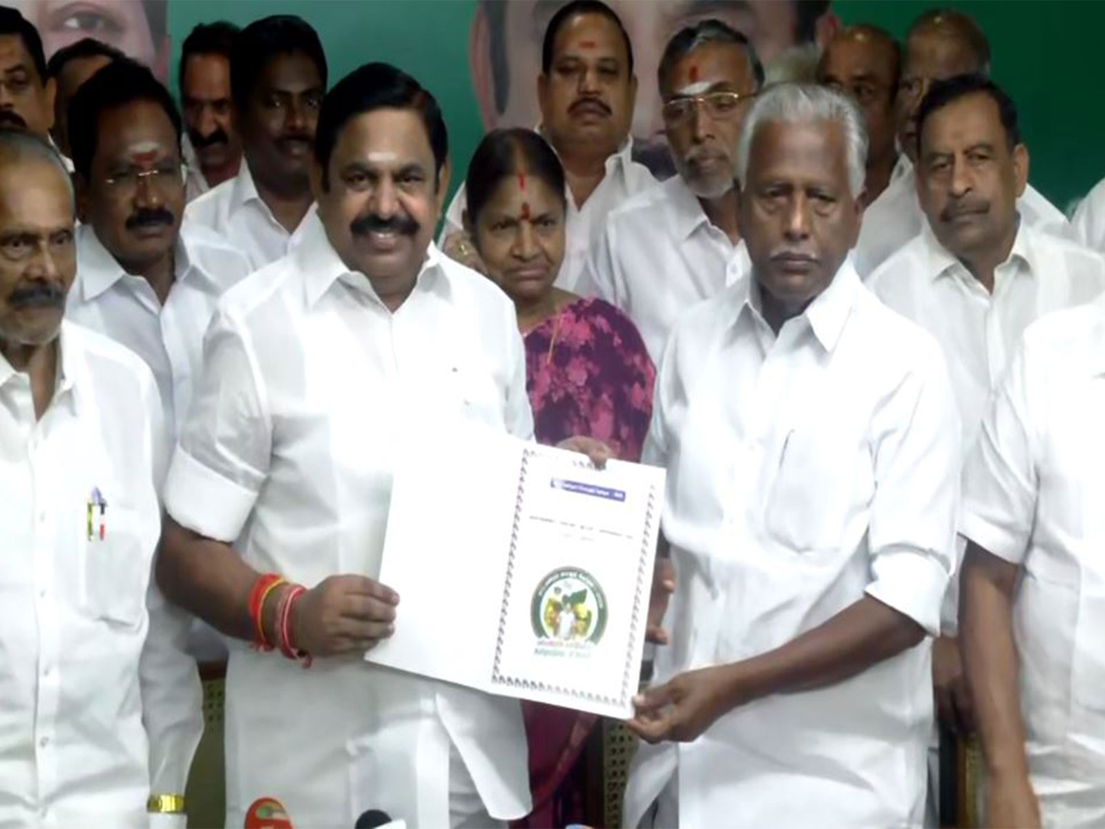 AIADMK General Secretary Edappadi K Palaniswami with party leaders (Photo/ANI)