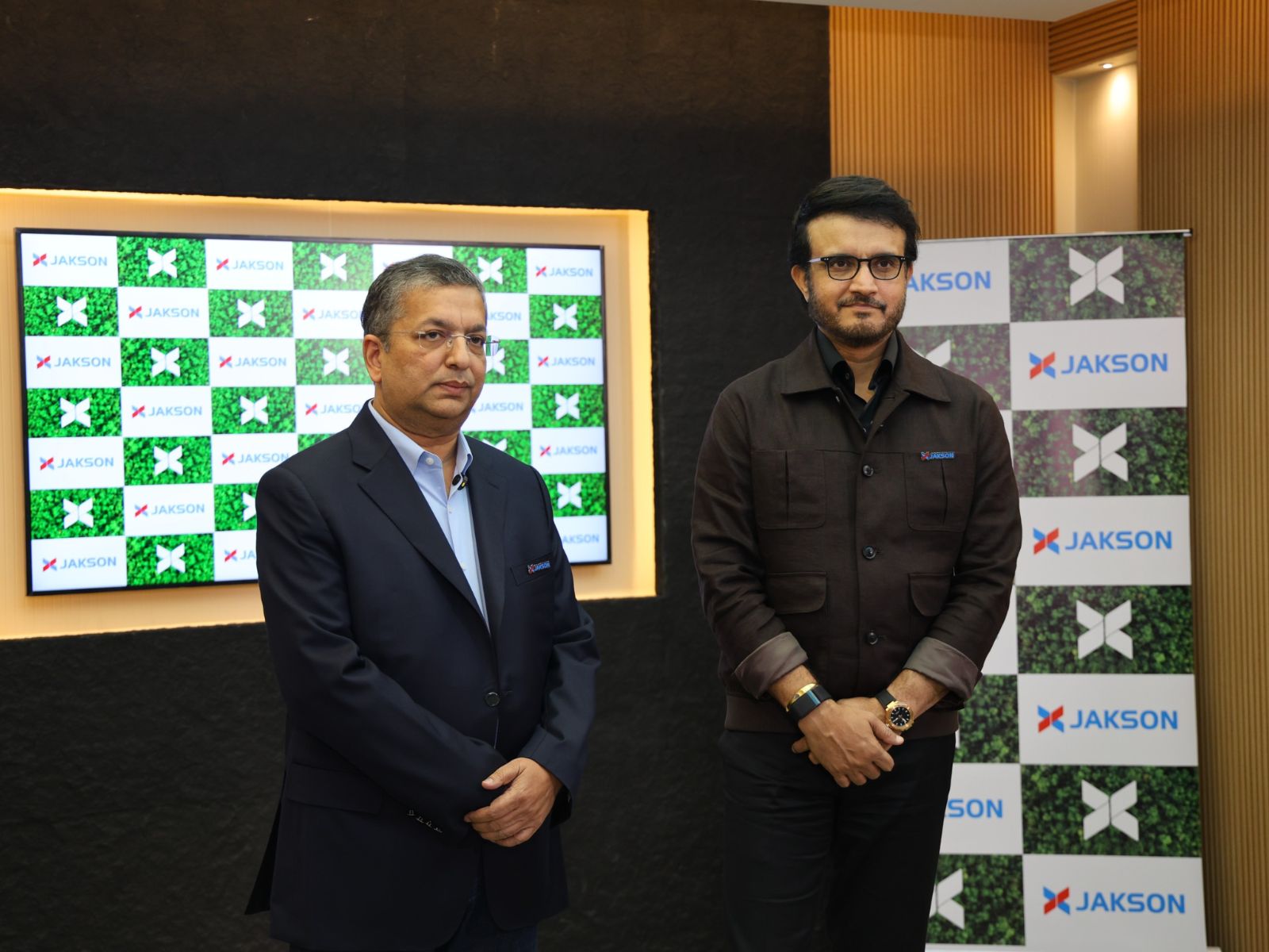 Mr. Sameer Gupta: Chairman, Jakson Group with Brand Ambassador Mr Sourav Ganguly at Jakson Group office in Noida