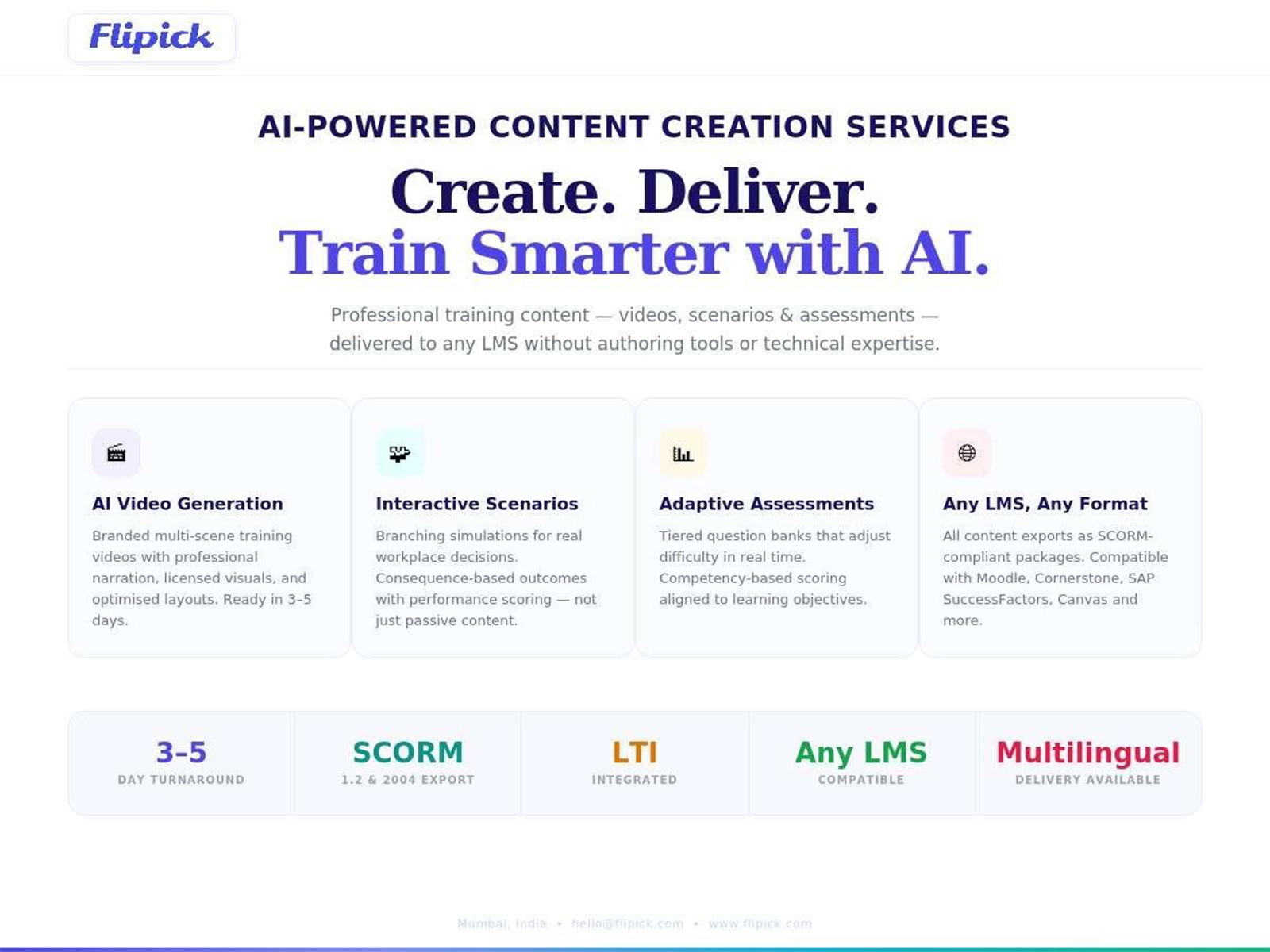 Flipick Launches AI-Powered Training Content Creation Services for Any LMS