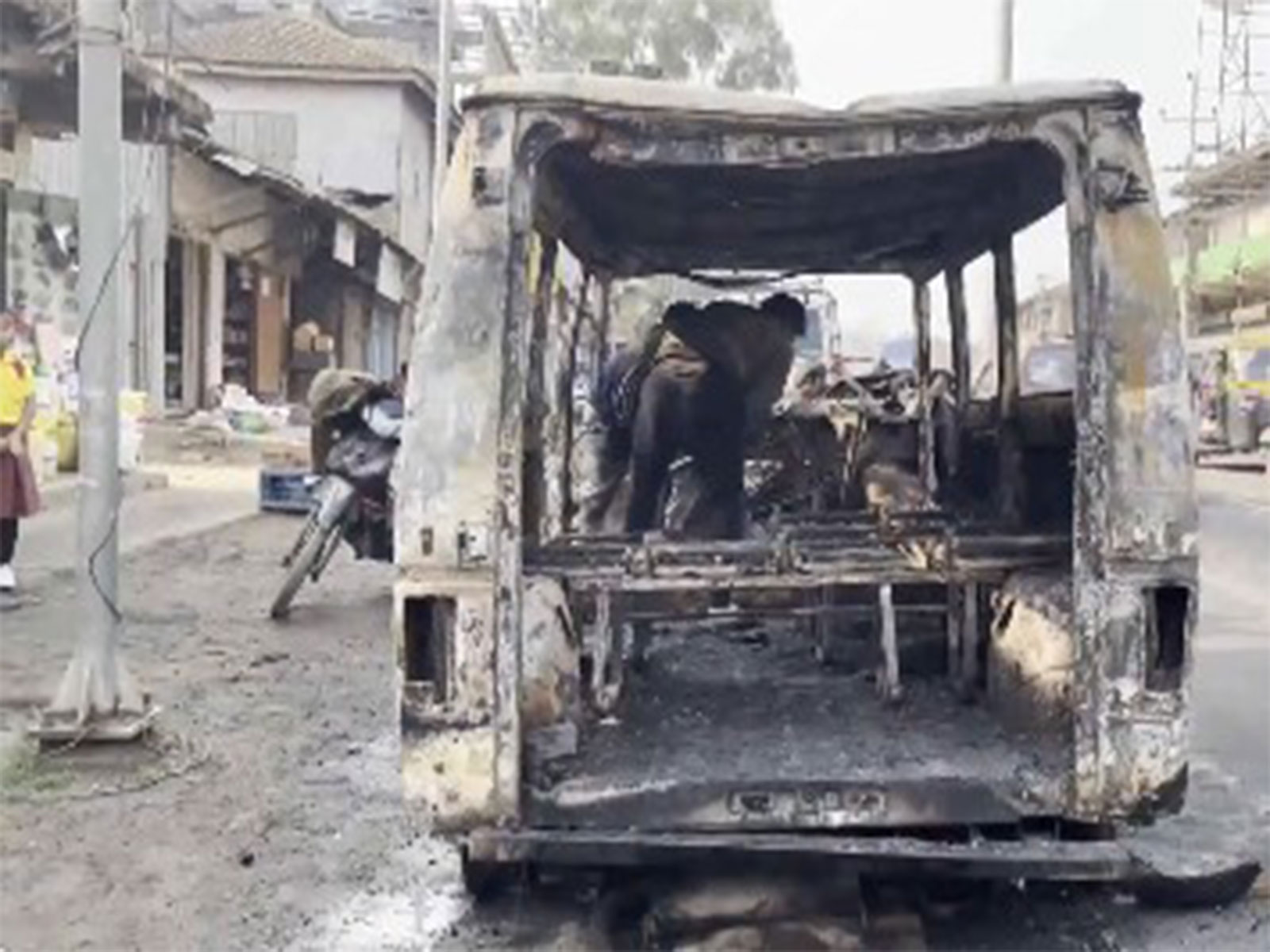 Road accident involving a Mine Protected Vehicle and a two-wheeler along the Churachandpur-Kangvai axis (Photo/ANI) Road accident involving a Mine Protected Vehicle and a two-wheeler along the Churachandpur-Kangvai axis (Photo/ANI)