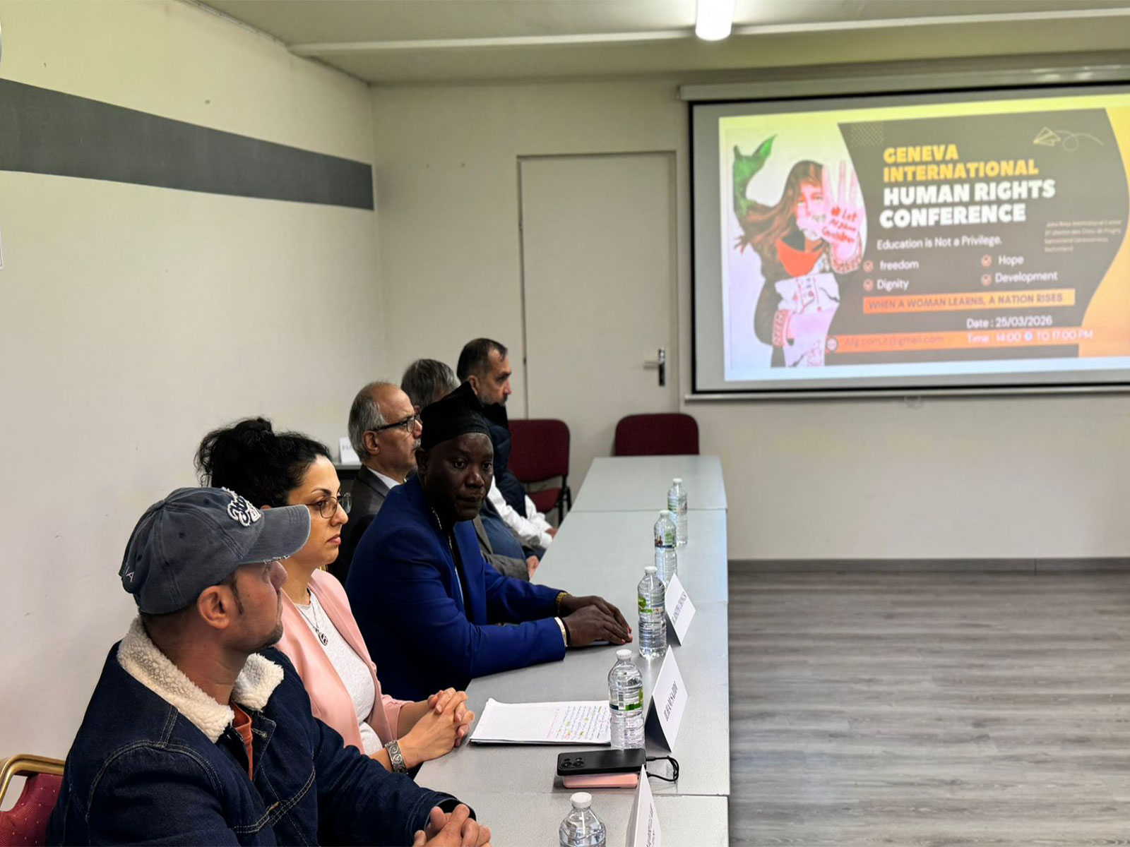 Activists and community representatives attend a session on the sidelines of the 61st UN Human Rights Council in Geneva, raising concerns over reported civilian bombardment in Afghanistan and broader human rights issues. (Photo/ANI) Activists and community representatives attend a session on the sidelines of the 61st UN Human Rights Council in Geneva, raising concerns over reported civilian bombardment in Afghanistan and broader human rights issues. (Photo/ANI)