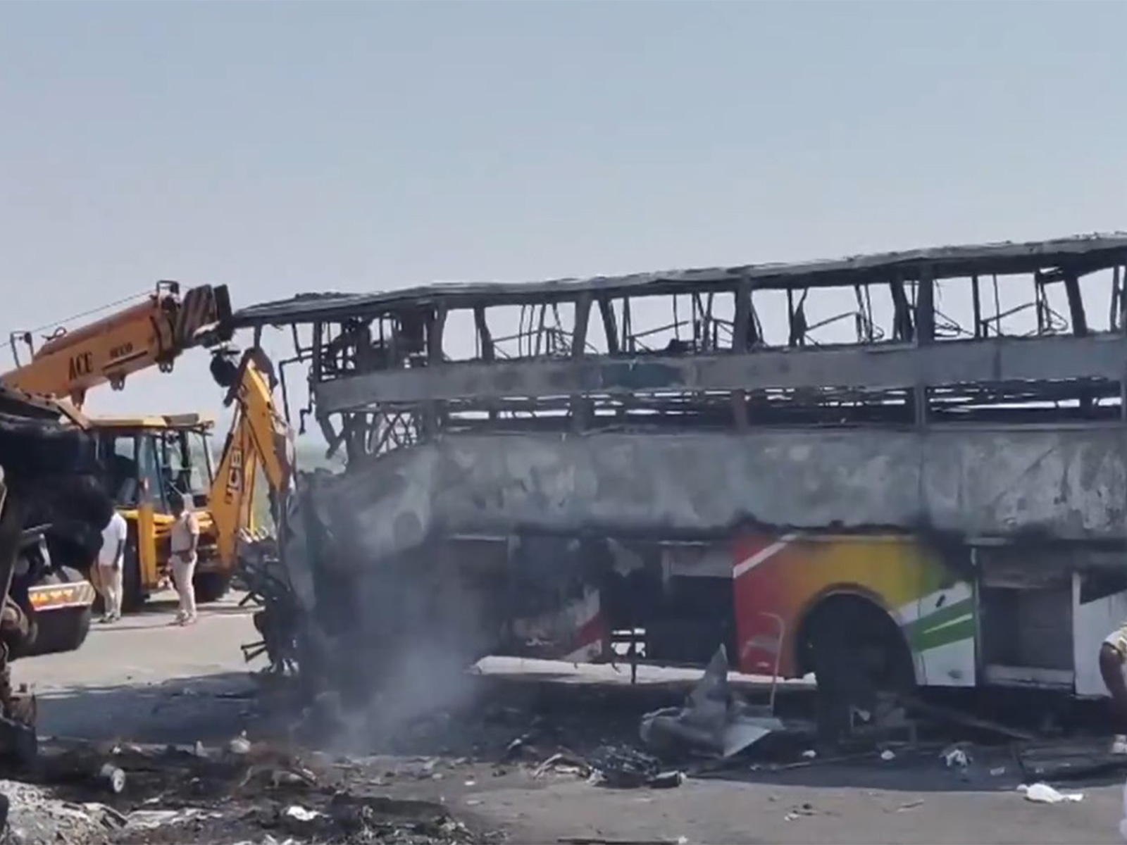 Private travel bus collided with tipper lorry (Photo/ANI)