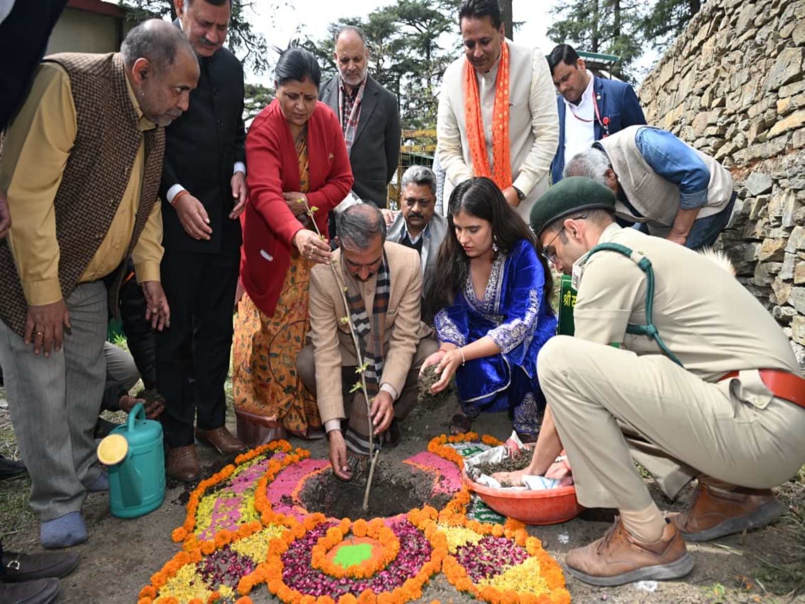 Himachal Pradesh CM Sukhwinder Singh Sukhu plants sapling on 62nd birthday (Photo/ANI)