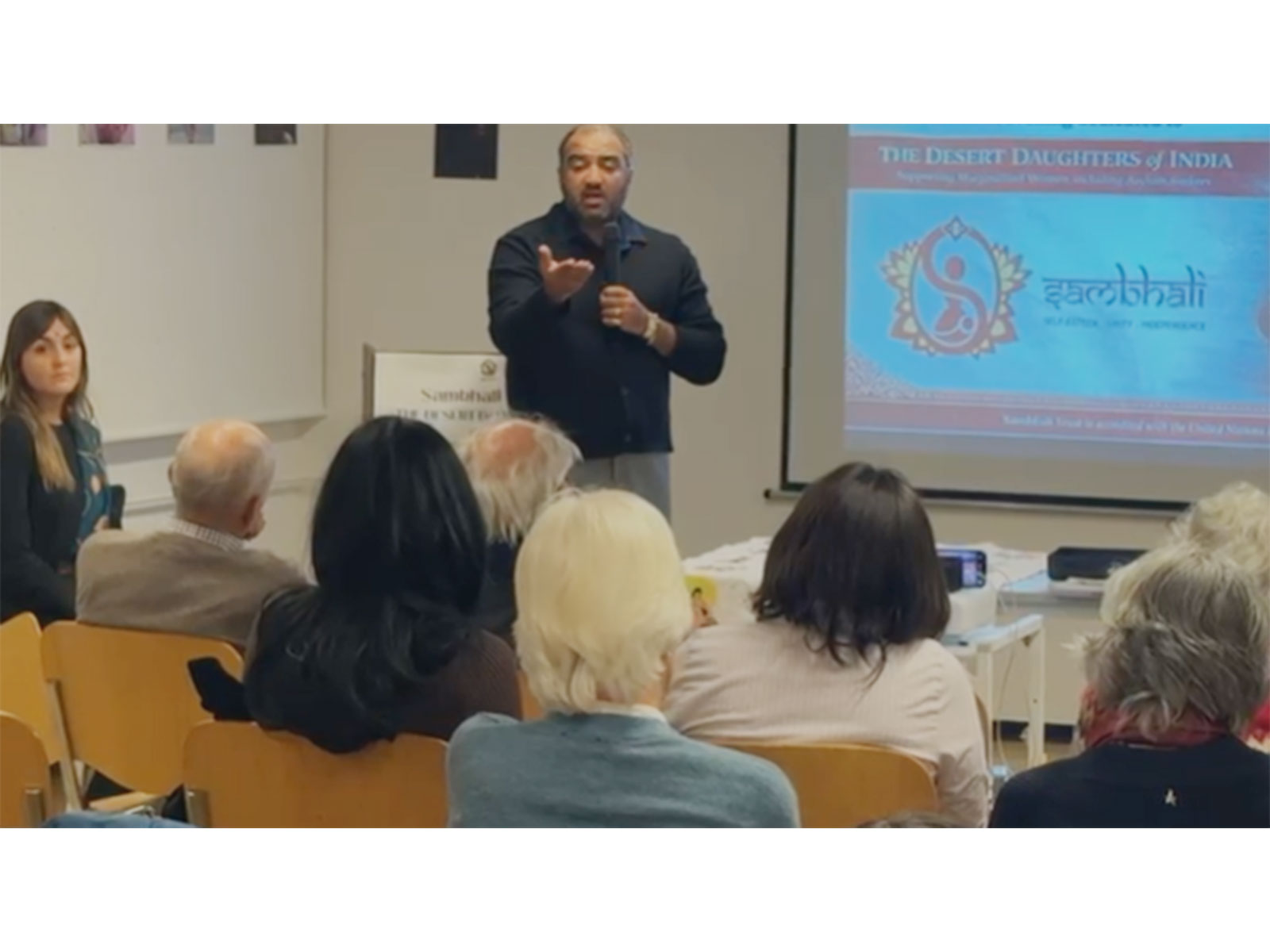 Speaker addresses attendees at the “Desert Daughters of India” event during the UN Human Rights Council session in Geneva (Photo/ANI)