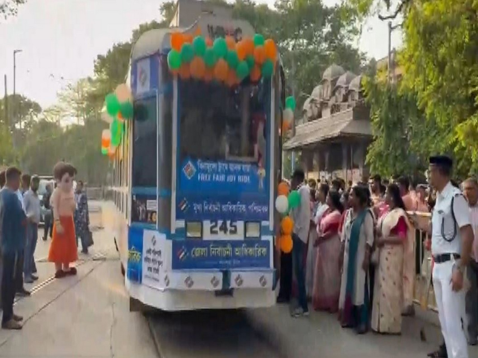West Bengal CEO Manoj Kumar Agarwal inaugurates election tram car in Kolkata (Photo/ANI)