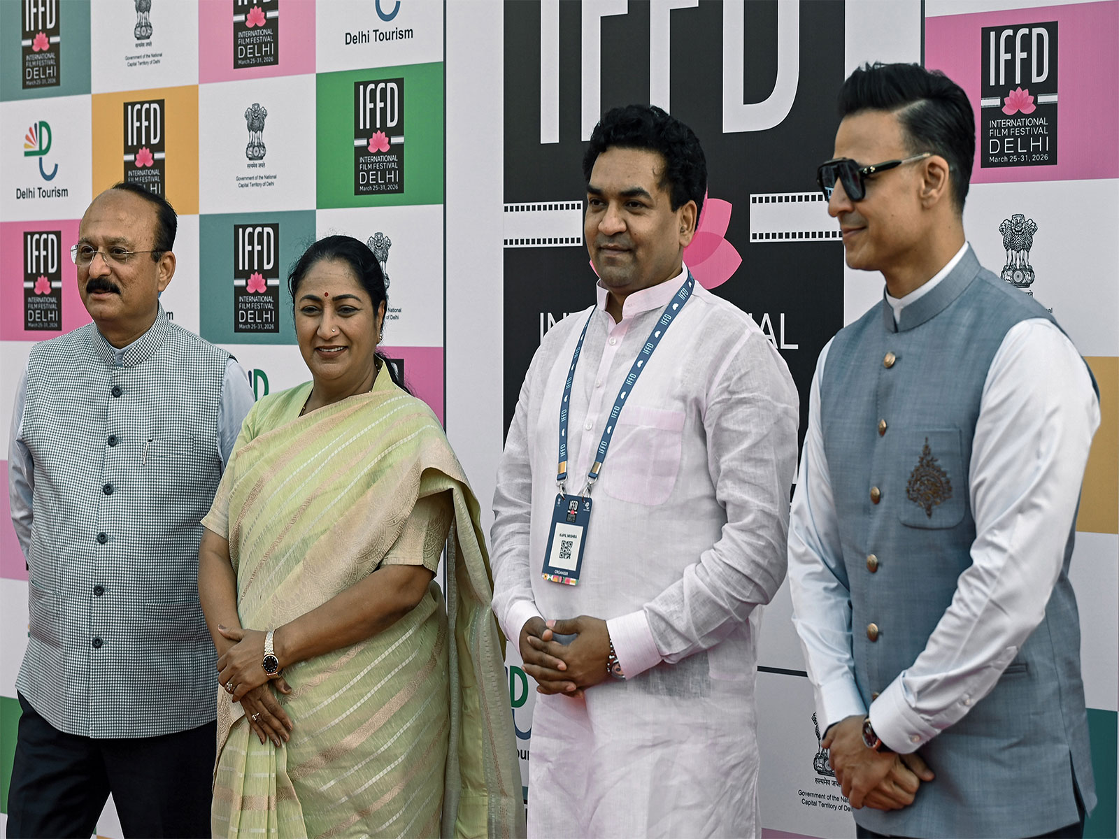Delhi Tourism Minister Kapil Mishra along with CM Rekha Gupta, Minister Ashish Sood and actor Vivek Oberoi at IFFD (File Photo/ANI)