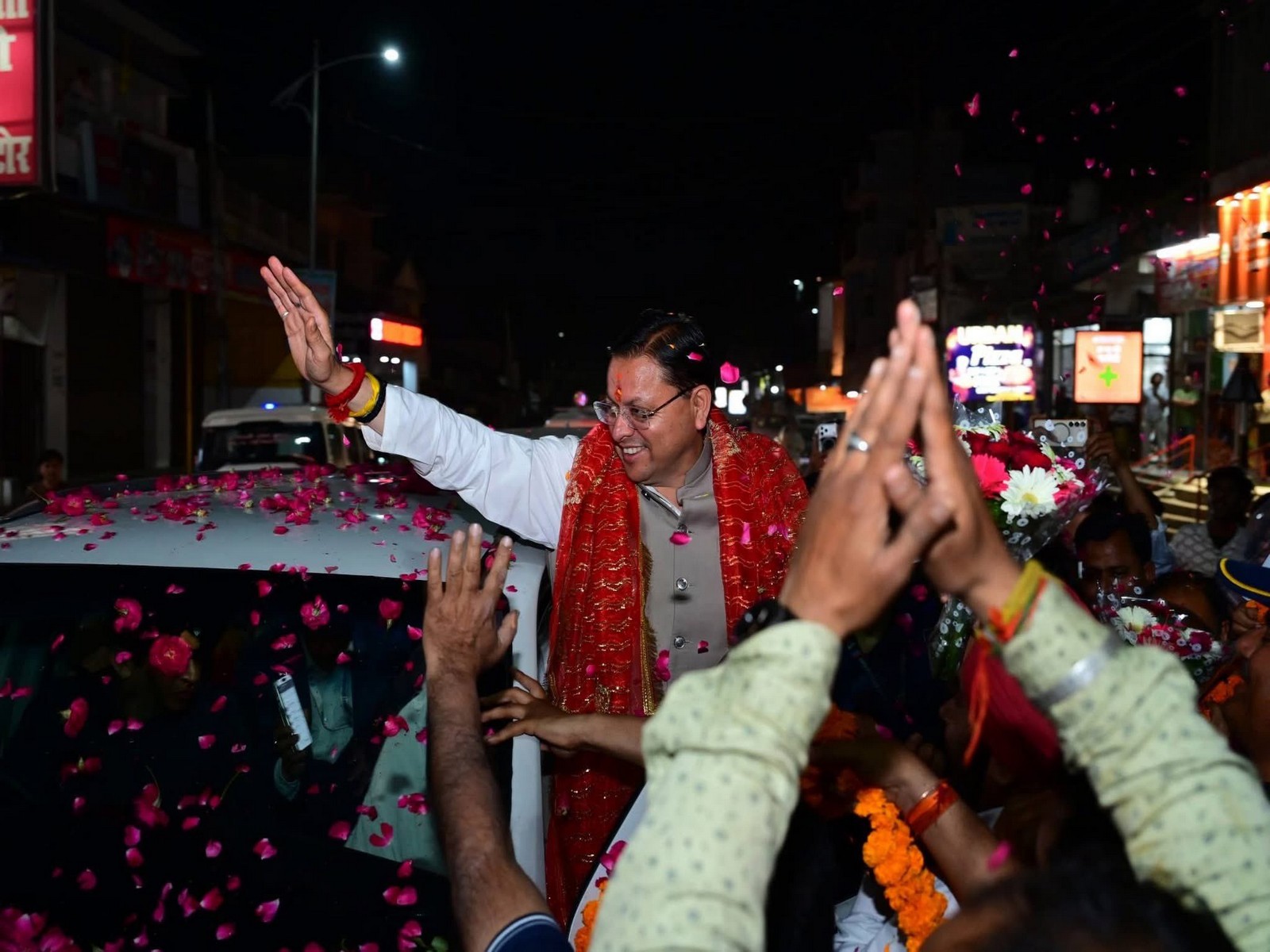 CM Dhami gets grand welcome from supporters in Khatima (Photo/X/@pushkardhami) CM Dhami gets grand welcome from supporters in Khatima (Photo/X/@pushkardhami)