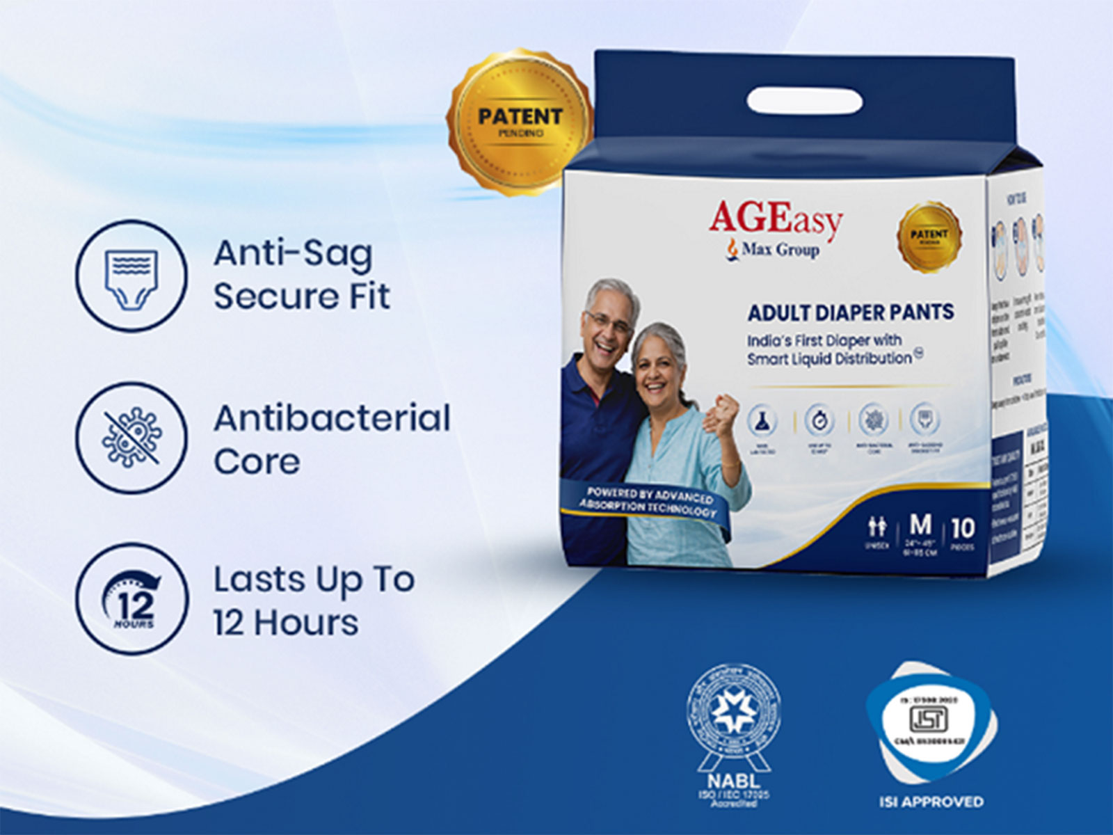 AGEasy Adult Diaper Pants, India’s first* with Smart Liquid Distribution™ Technology