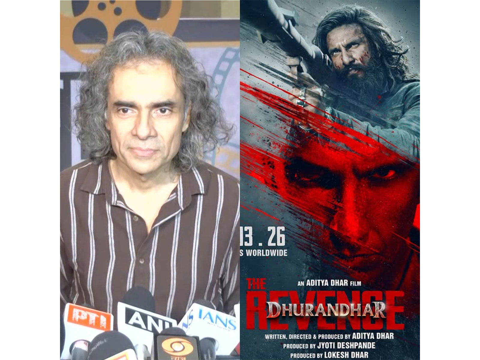 Imtiaz Ali (Photo/ANI) and Dhurandhar poster (Photo/Instagram@officialjiostudios) Imtiaz Ali (Photo/ANI) and Dhurandhar poster (Photo/Instagram@officialjiostudios)