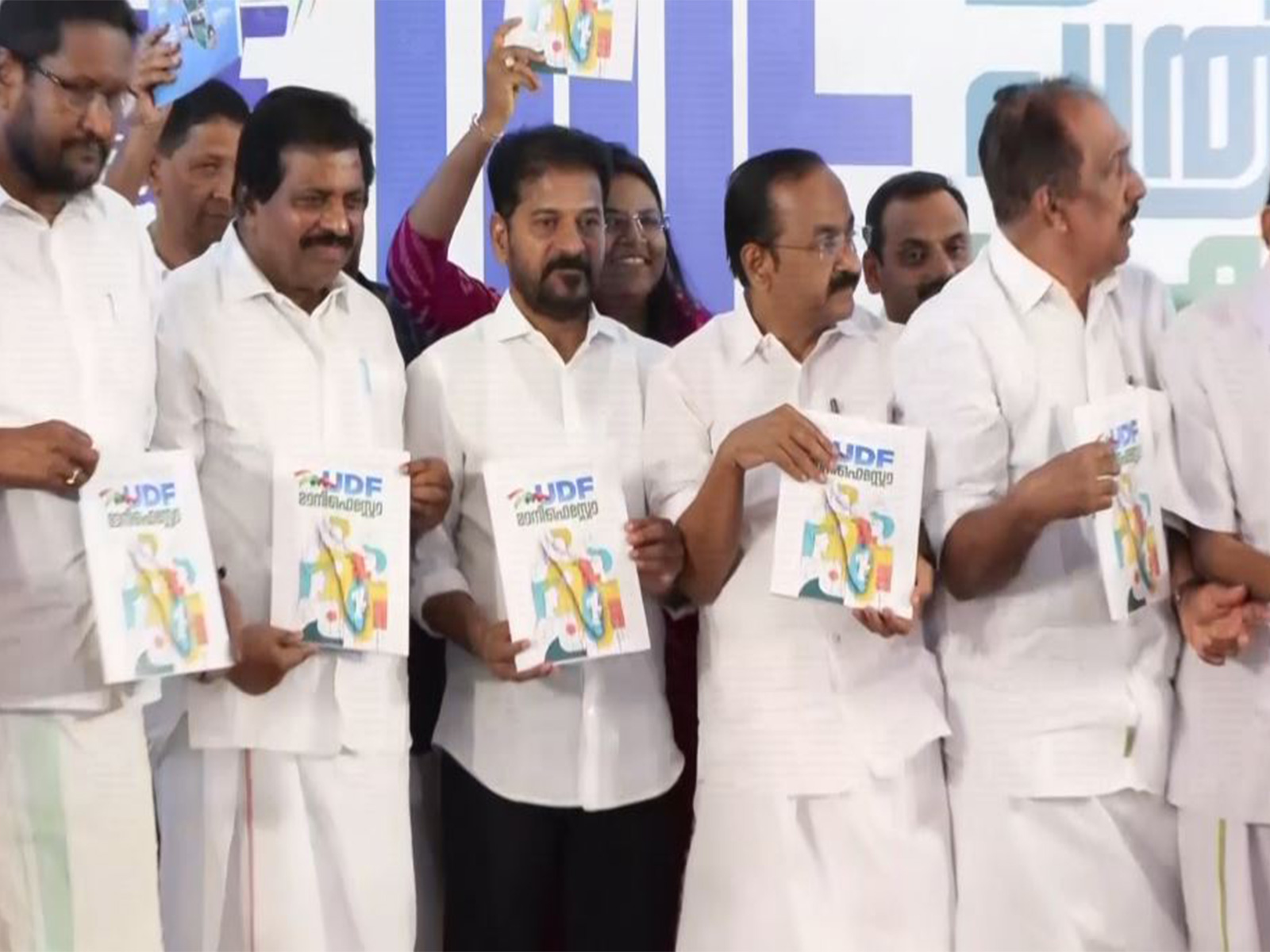 LoP VD Satheesan, along with other UDF leaders, releases the election manifesto of UDF (Photo/ANI)