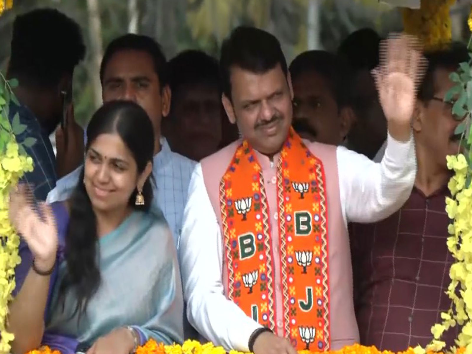 Maharashtra CM Devendra Fadnavis and NDA candidate Anjali Nair  (Photo/ANI)