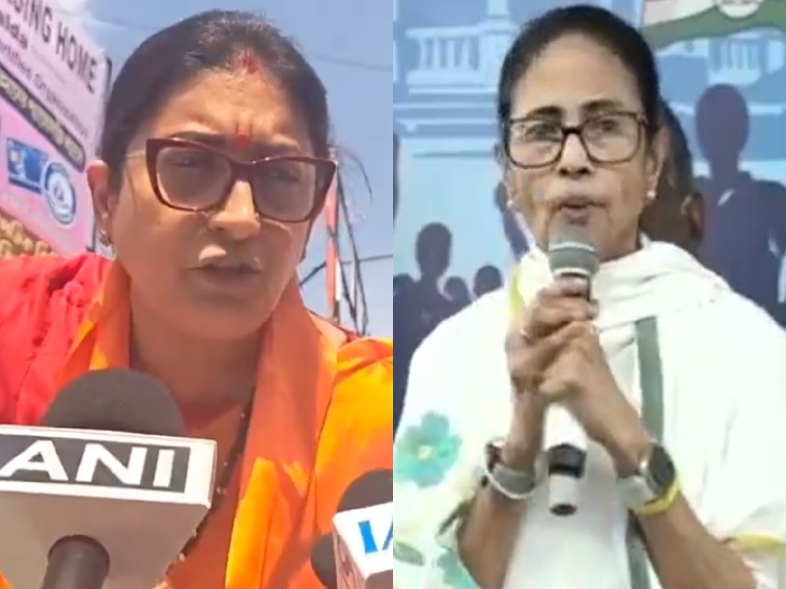 BJP leader Smriti Irani and West Bengal Chief Minister Mamata Banerjee (Photo/ANI)